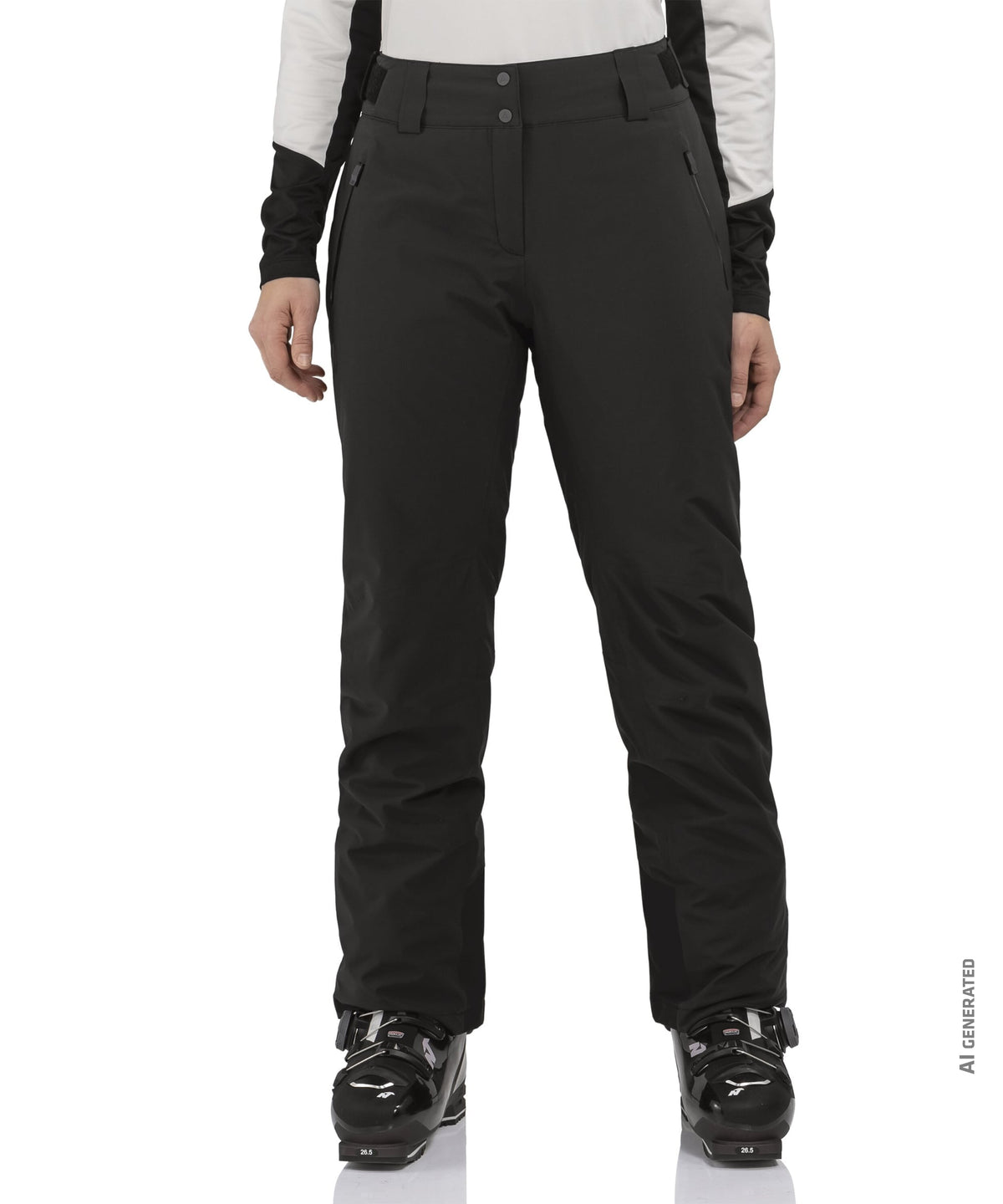 Women’s Pine Pants black ski pants with sleek waterproof design and subtle side zippers for winter