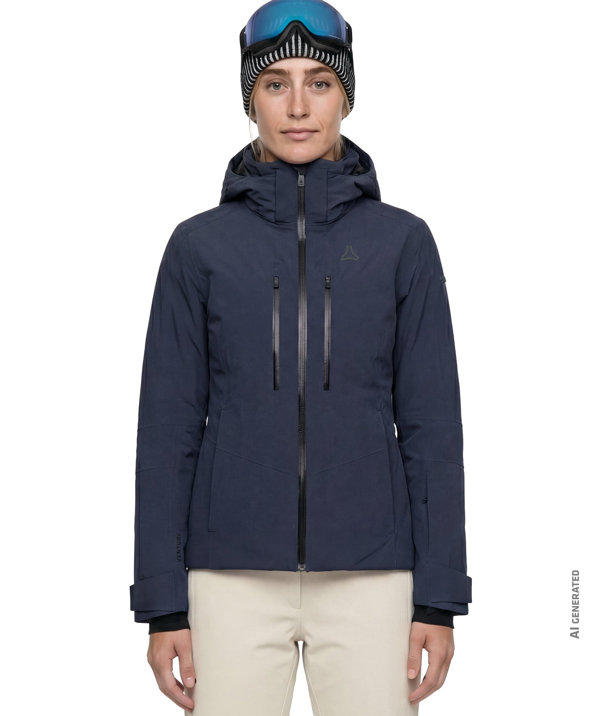 Women’s safuna jacket navy blazer insulated dark navy blue ski jacket with hood front zipper