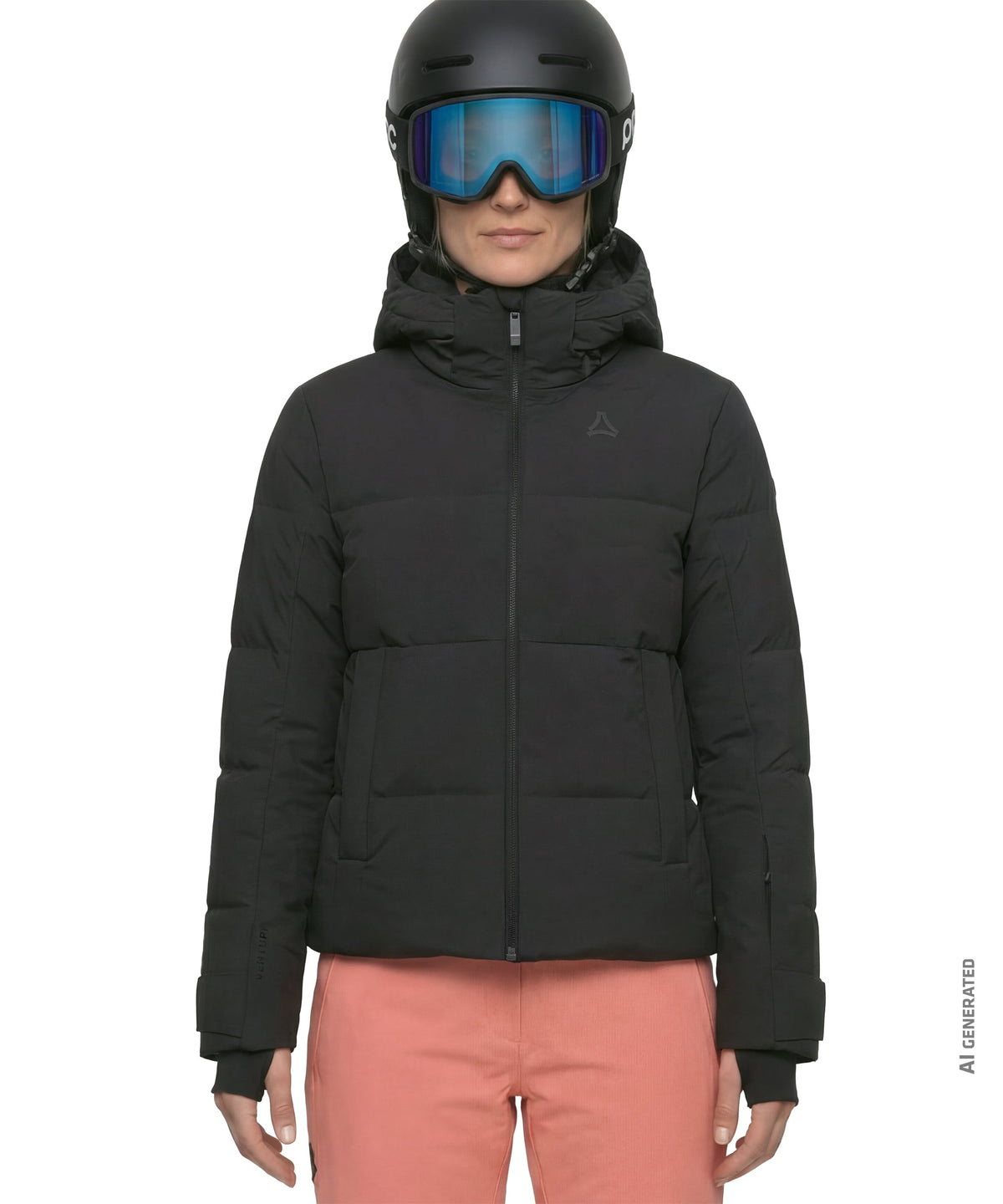 Women’s Lumineo jacket black puffer ski jacket with quilted design and subtle brand logo