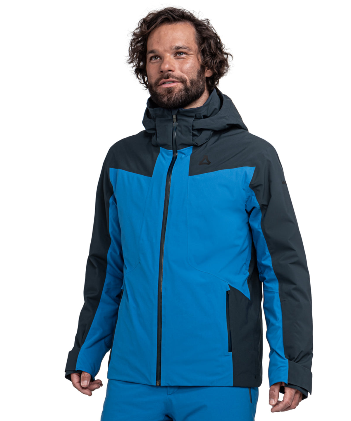 Men’s trifex jacket allporta blue and black waterproof ski jacket with hood front zipper