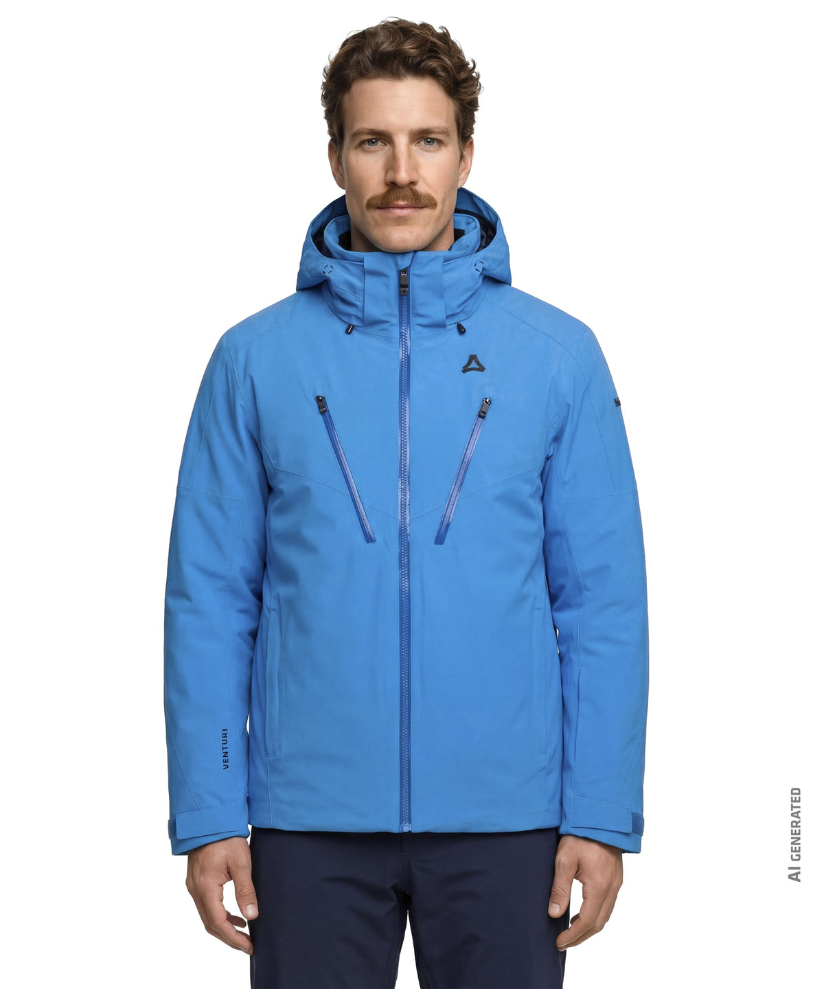 Men’s Skuta jacket vivid blue bright blue water-resistant ski jacket with hood and zippered pockets