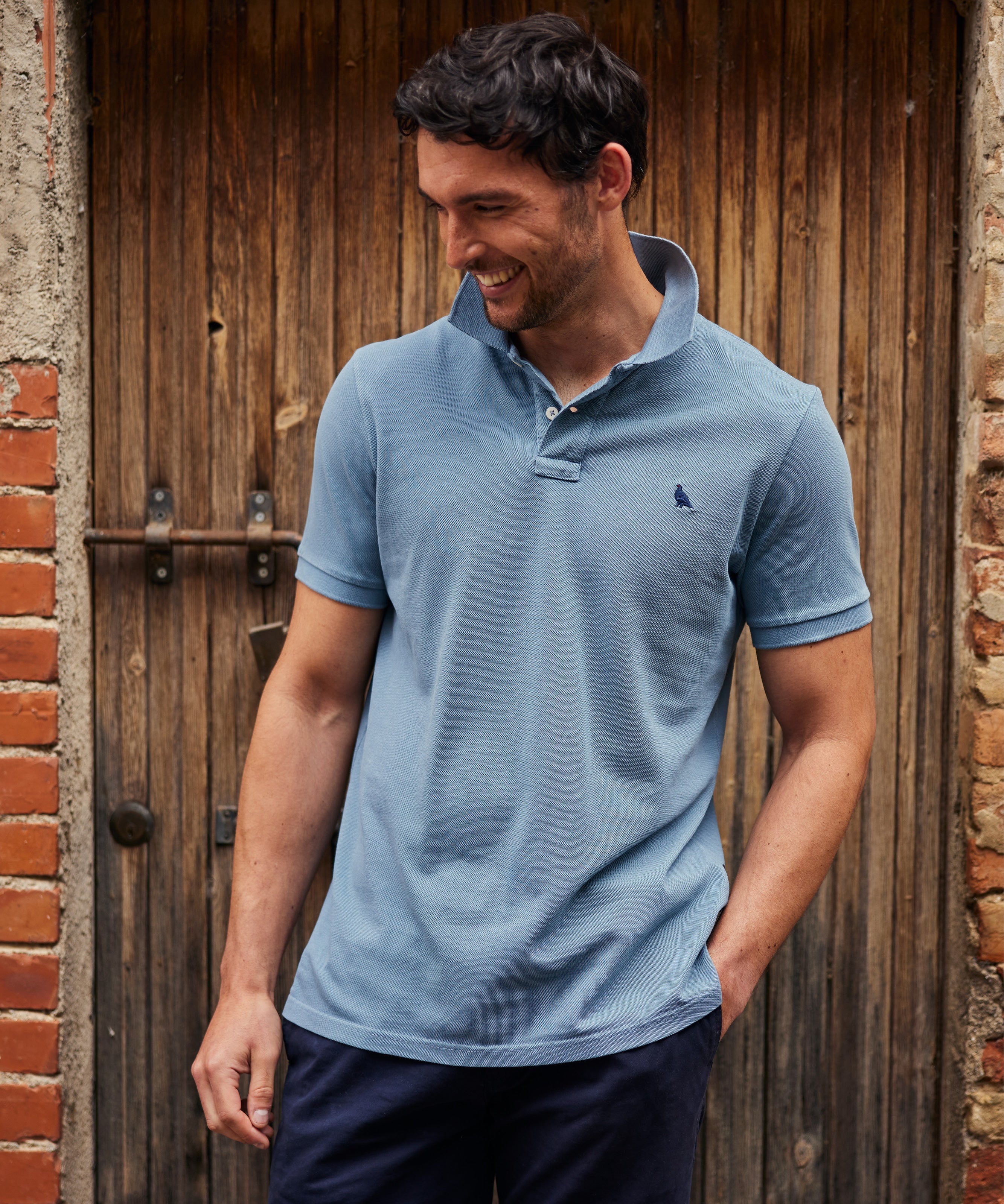 St Ives Garment Dyed Polo Shirt - Dark Pigeon Blue