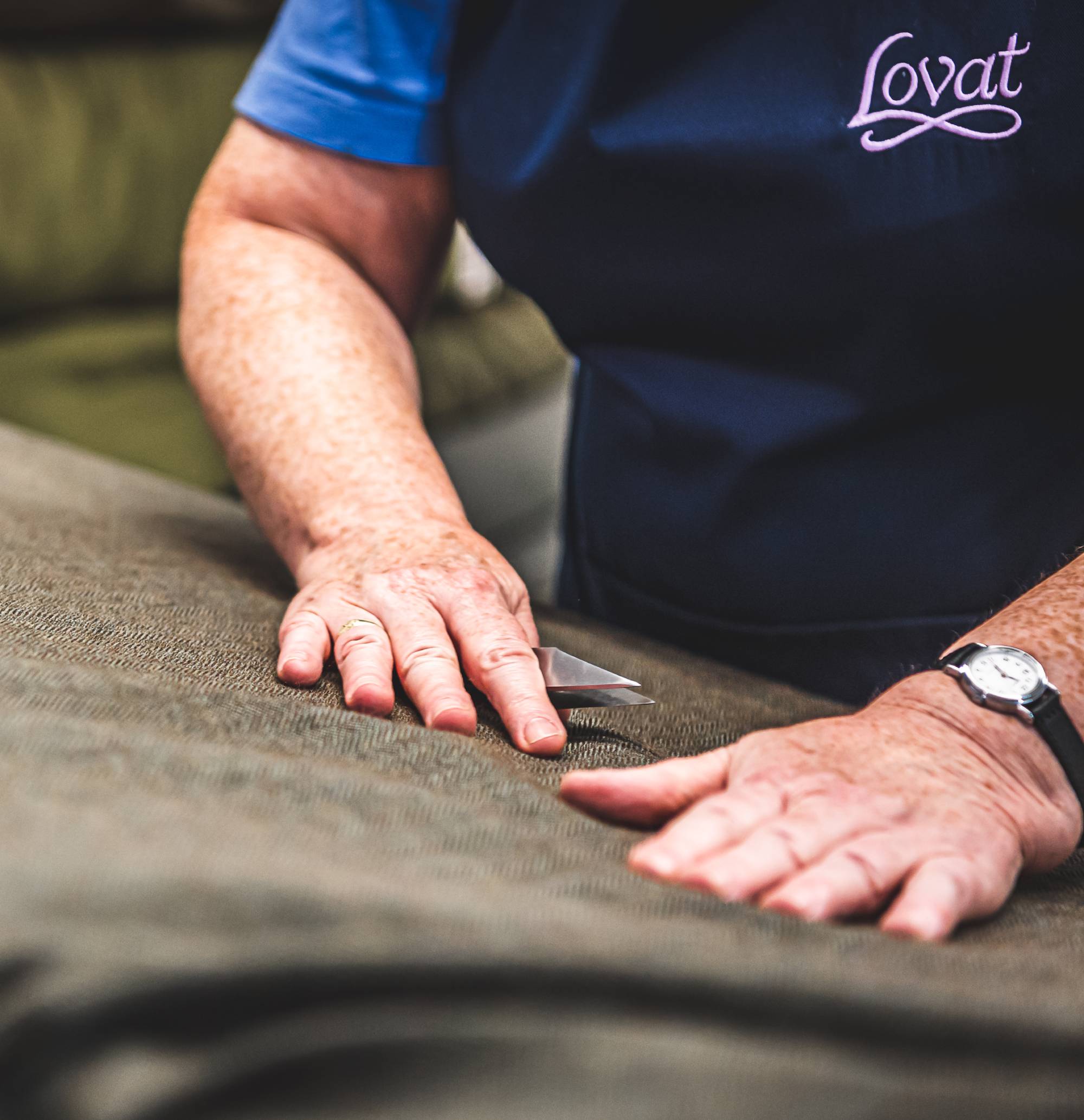 An image showing the darning process of making tweed.