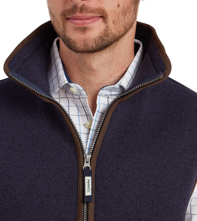 Schöffel Men's Ashton Gilet in midnight blue, shown on model from the chest up