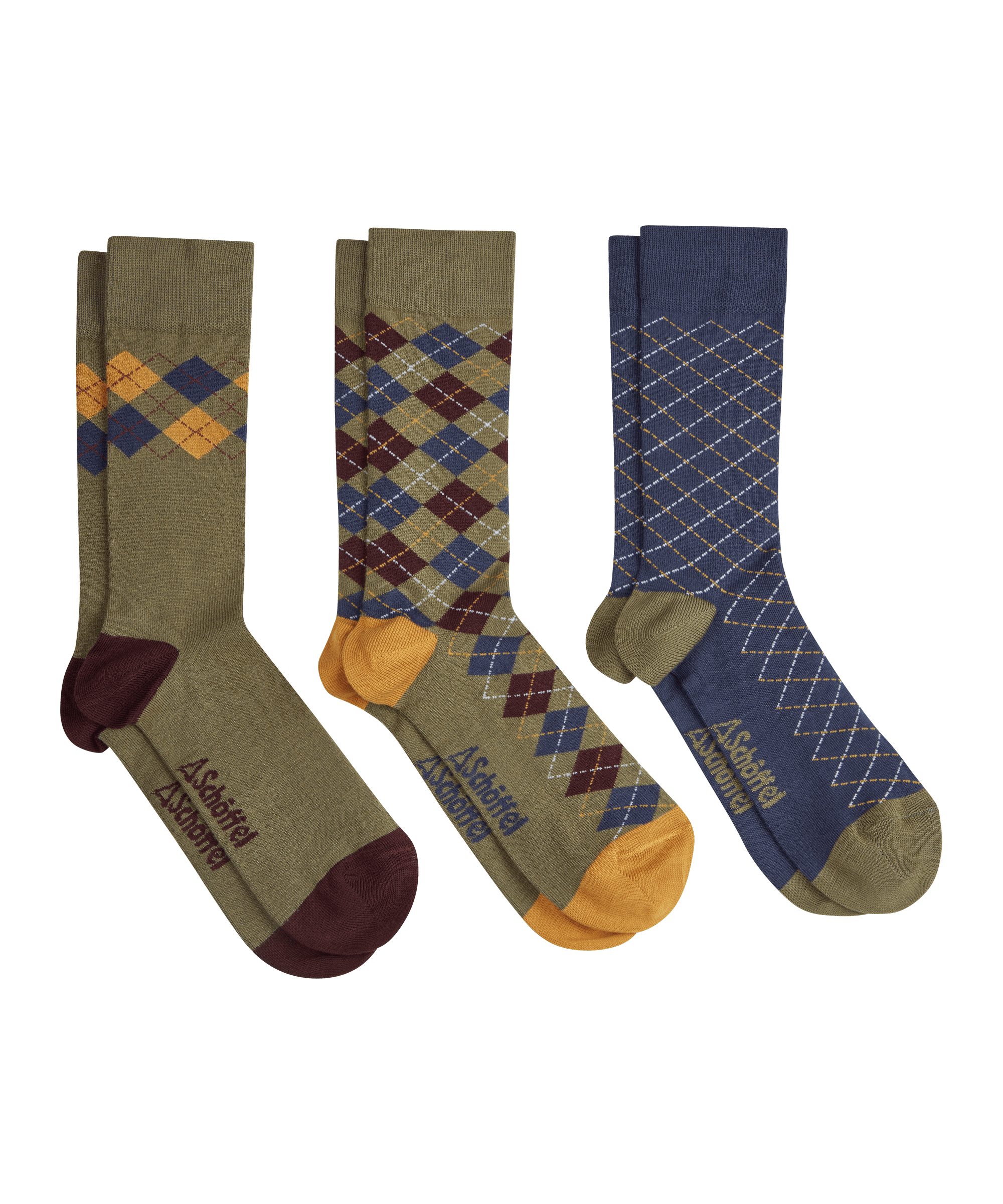 Schöffel Bamboo Sock Box of 3 for Men in Green and Yellow