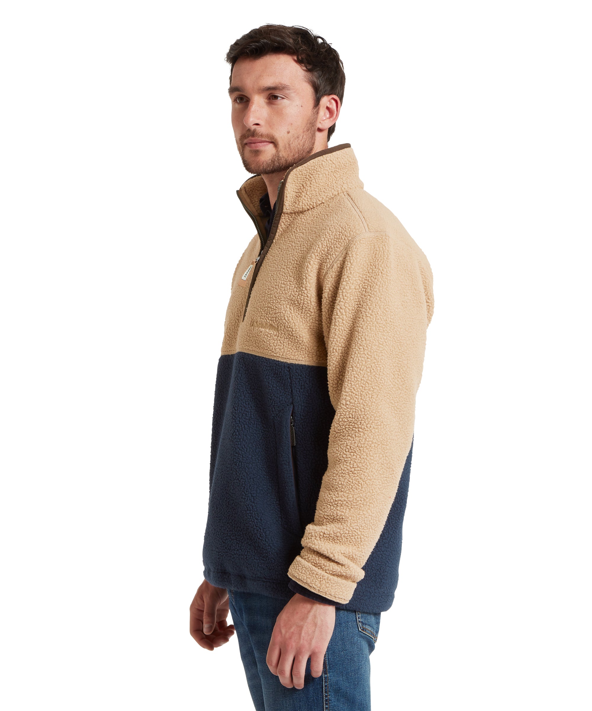 Berkeley Retro Quarter Zip Fleece - True Navy/Tan