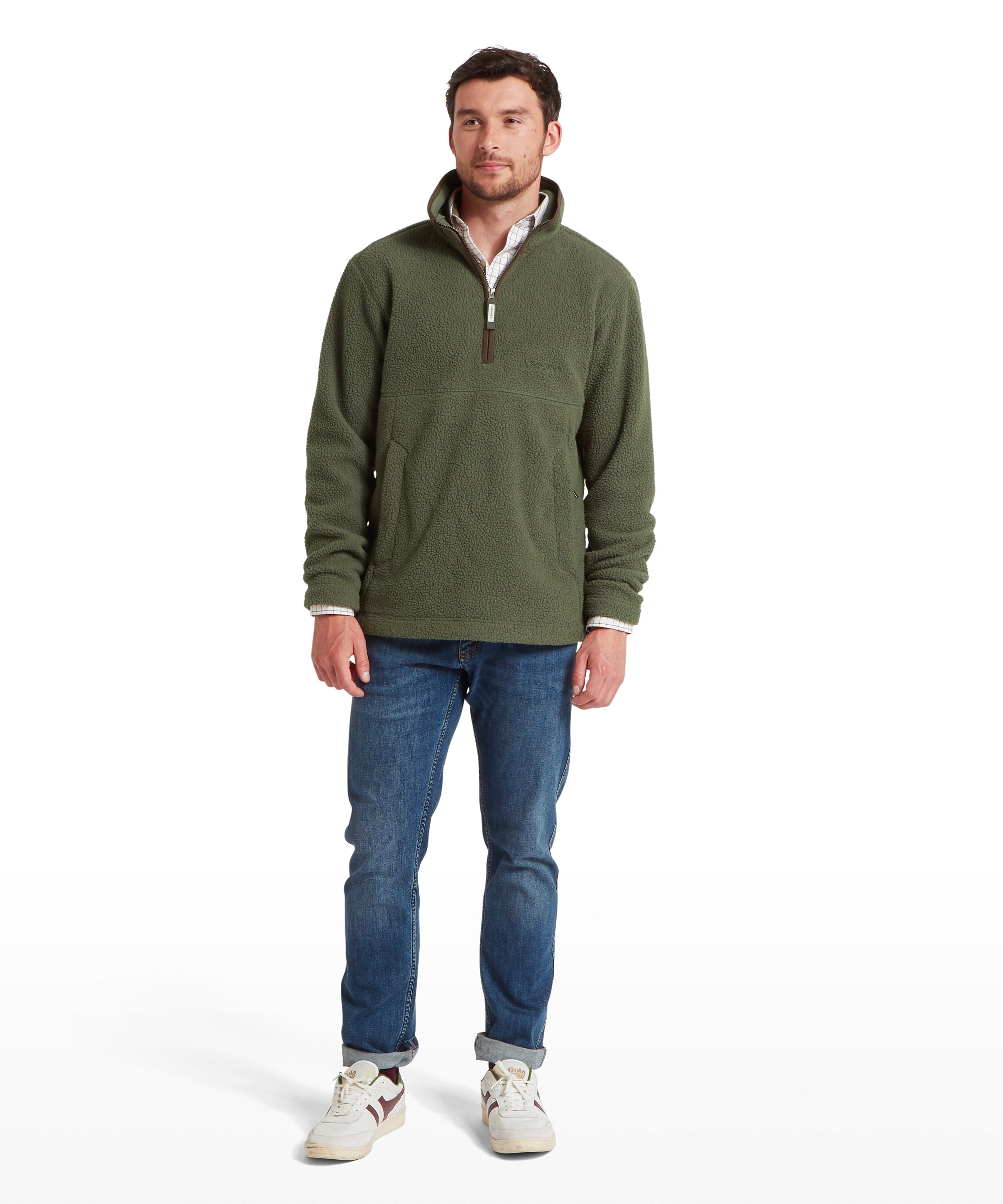 Berkeley Retro Quarter Zip Fleece - Woodland