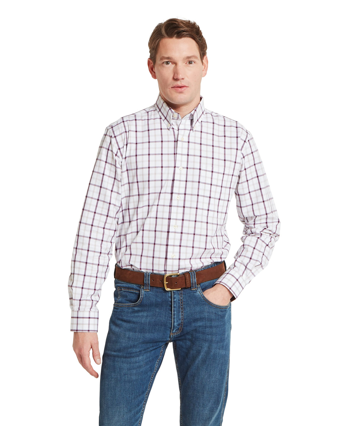Schöffel Brancaster Classic Shirt for men in Red, maroon plaid with a classic collar