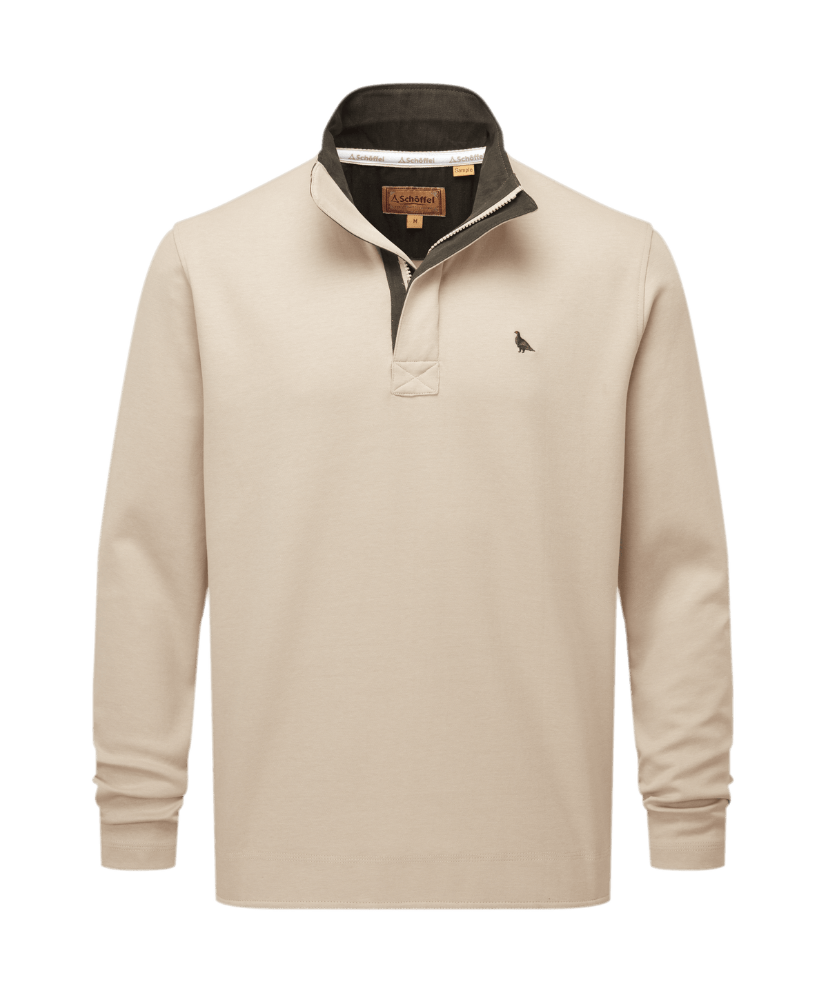 Schöffel Branscombe Cove Sweatshirt Biege for men, cutout image, embroidered bird logo on the chest