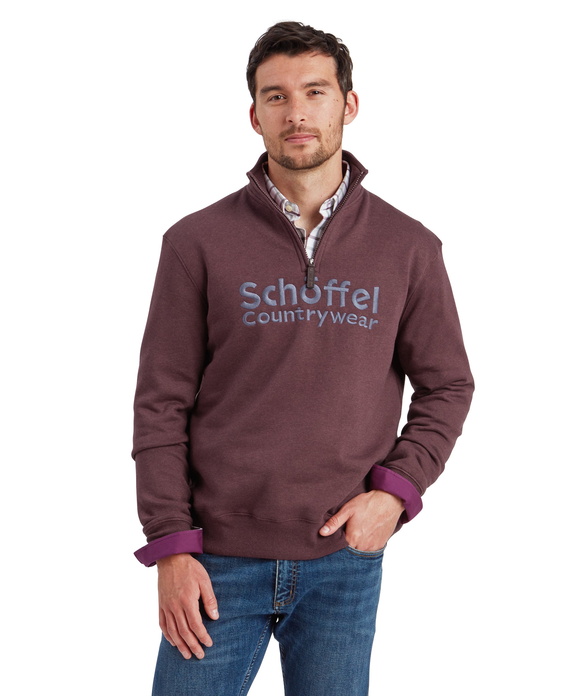 Bude Quarter Zip Sweatshirt - Wine Marl