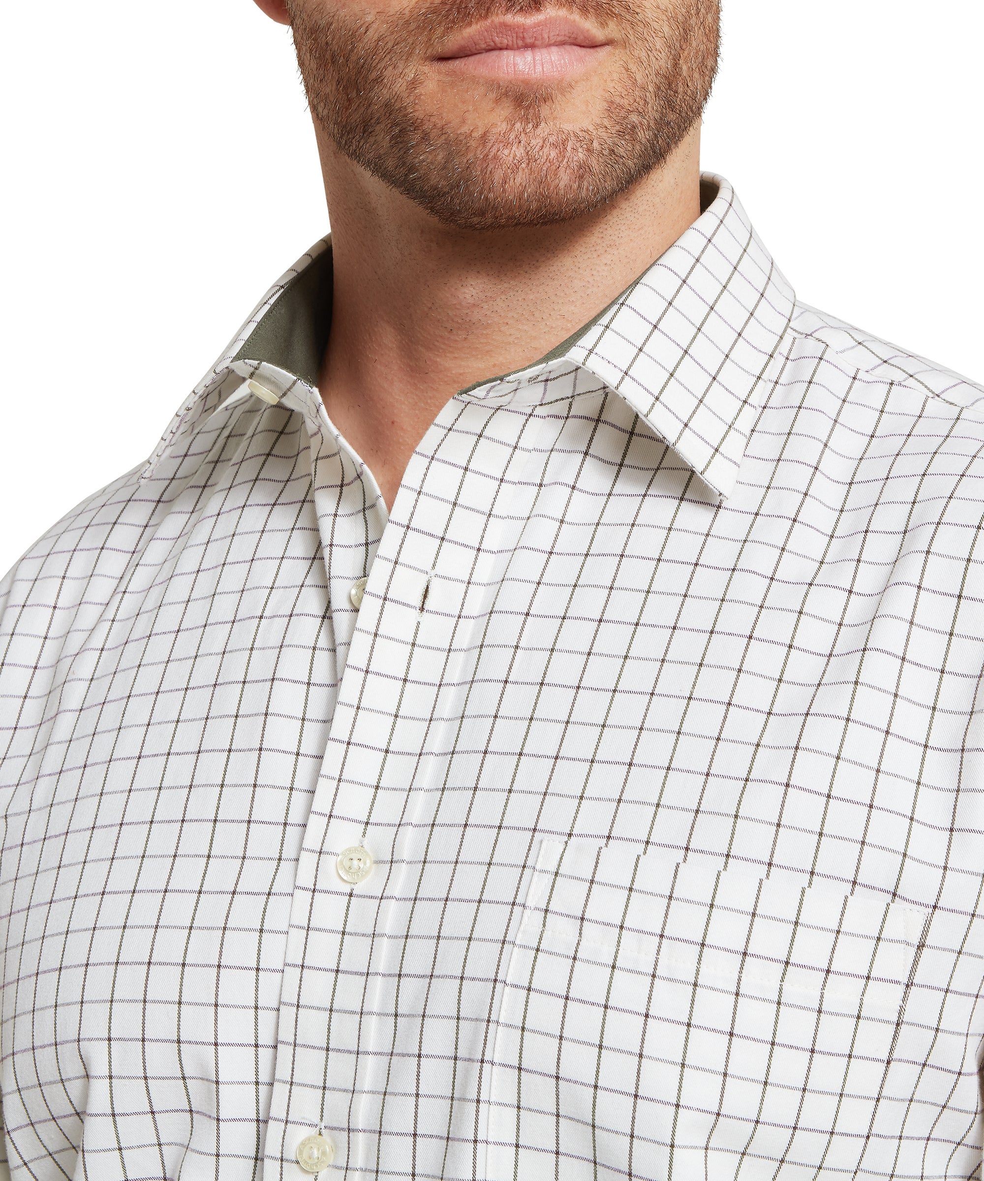 Burnham Tattersall Classic Shirt - Dark Olive Tattersall