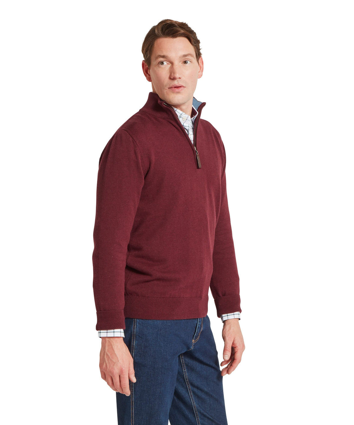 Schöffel Calton Cotton Cashmere 1/4 Zip Jumper for men in Red, hem made of soft cotton cashmere