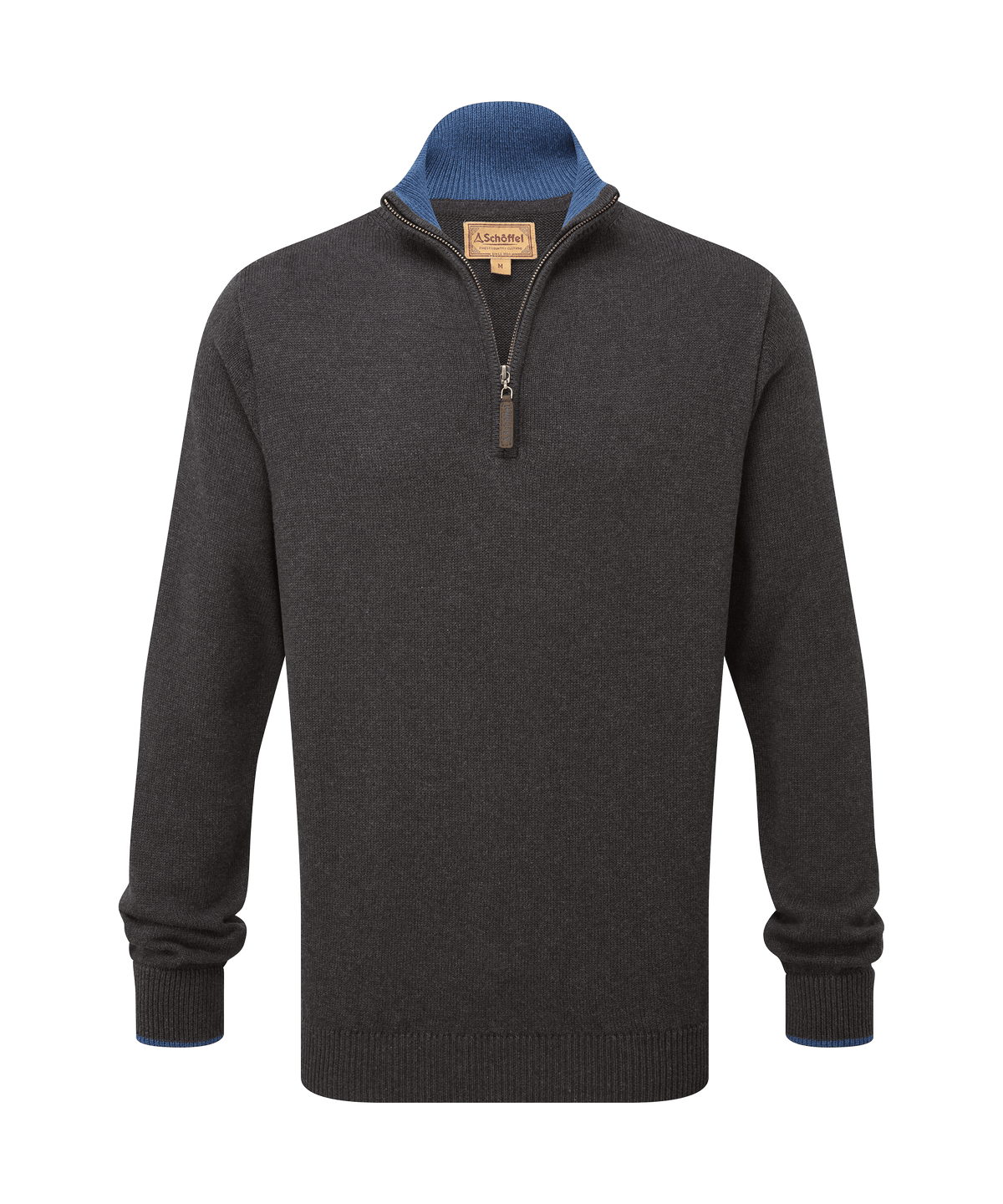 Schöffel Castlebay 1/4 Zip Jumper for men in Black, cutout image, half-zip front closure