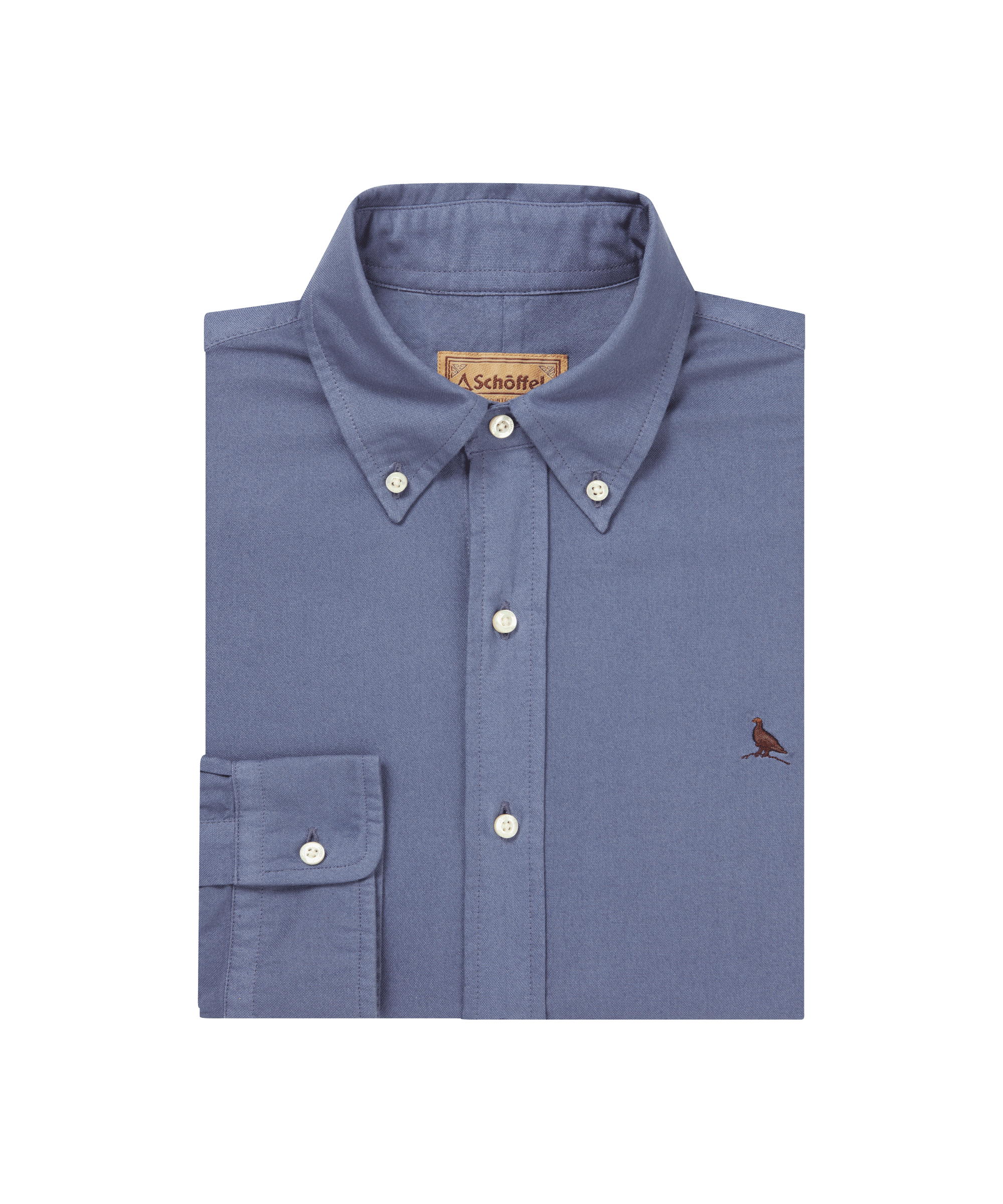 Cavendish oxford shirt vintage navy blue button-down with subtle textured weave white buttons