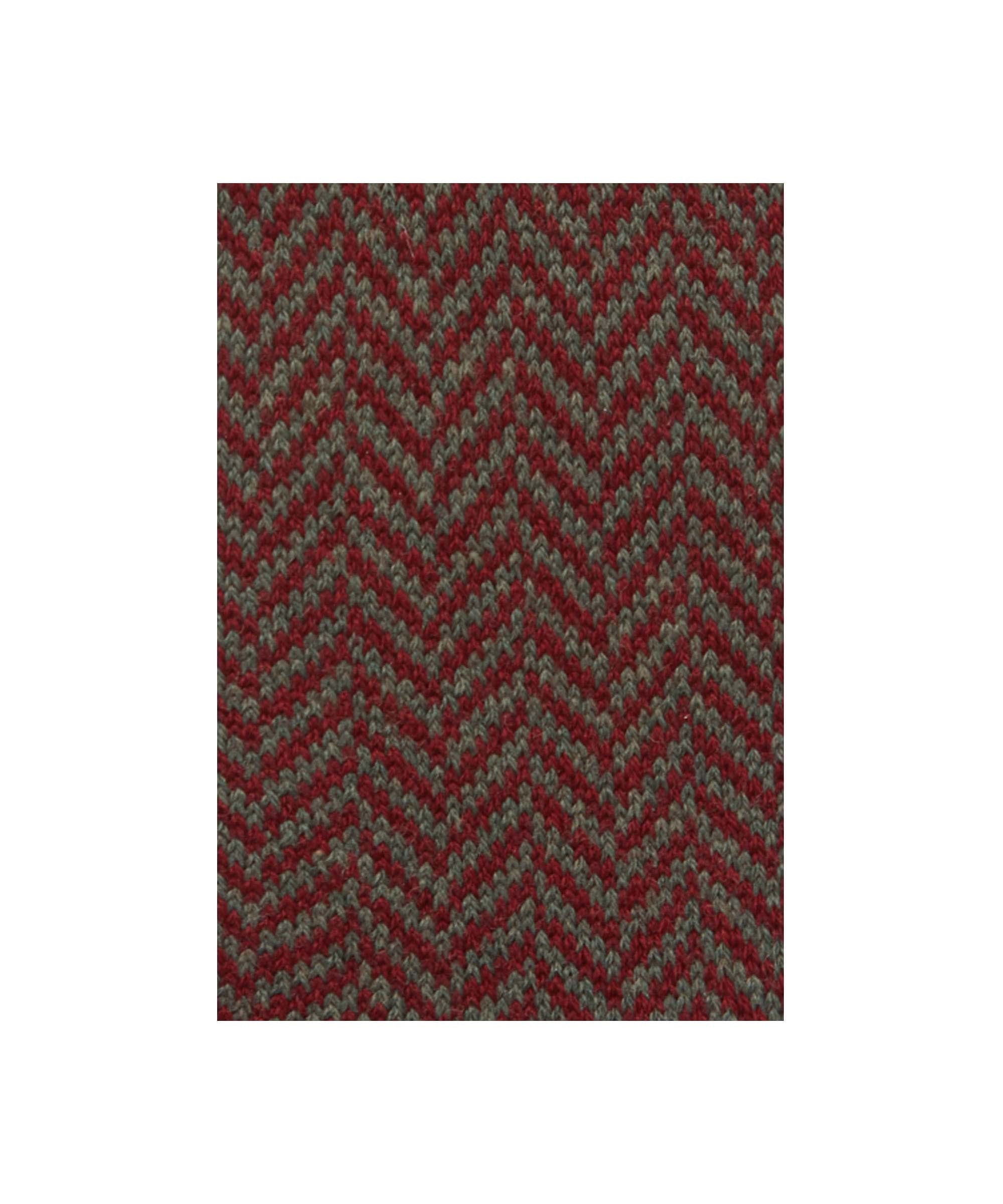 Schöffel Men's Halkirk Socks in Navy with red and khaki chevron herringbone knit pattern close-up detail