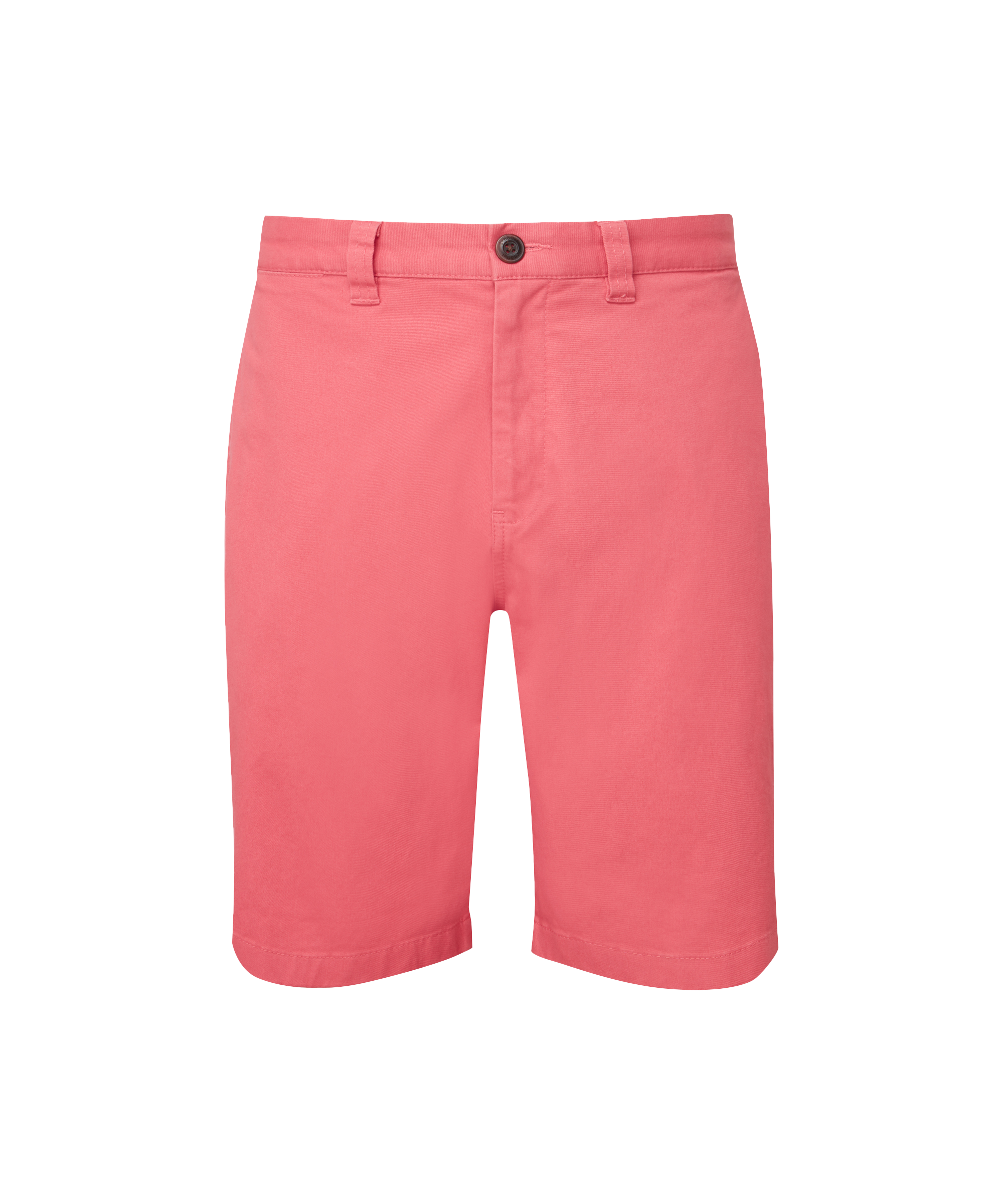 Pink shorts with a black button on a white background