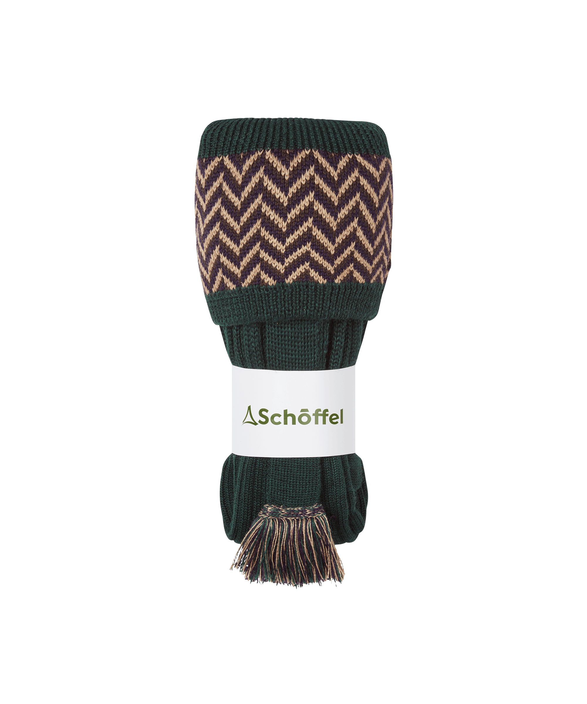 Schöffel Herringbone Sock for men in Green, cutout image, maroon zigzag pattern