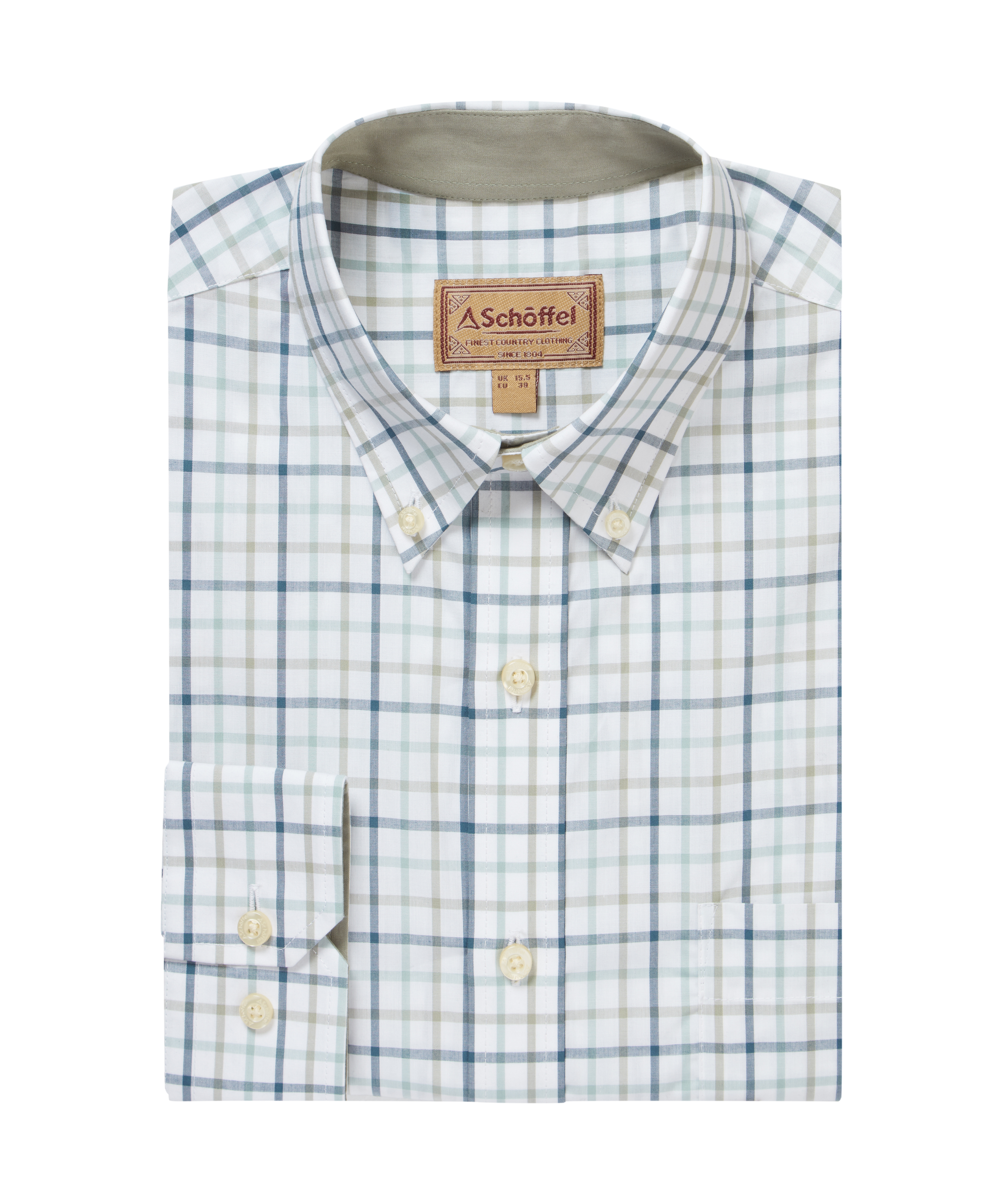 Checked shirt folded on a white background