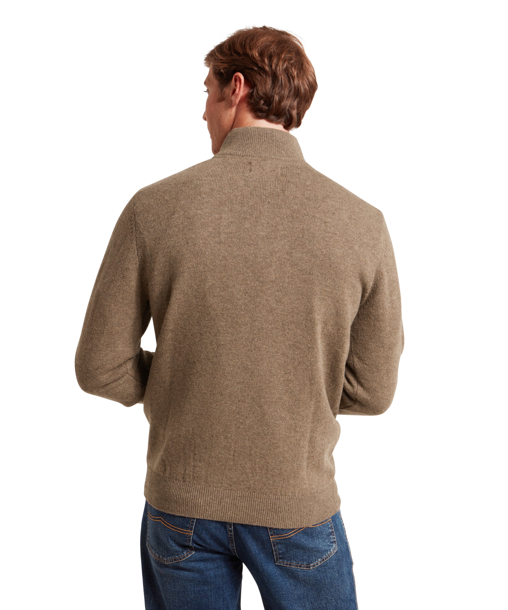 Lewis Lambswool Quarter Zip Jumper - Mushroom