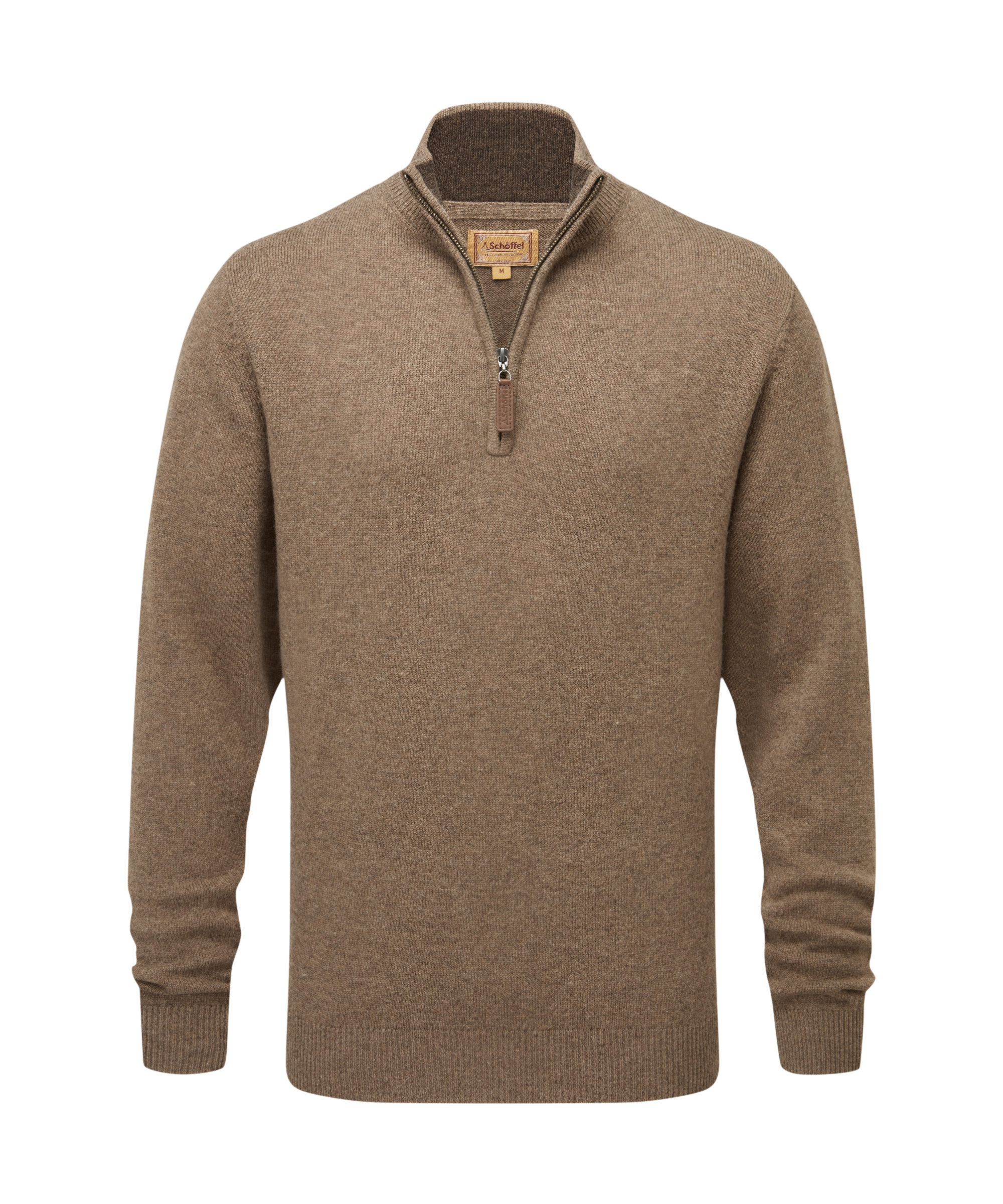 Lewis Lambswool Quarter Zip Jumper - Mushroom