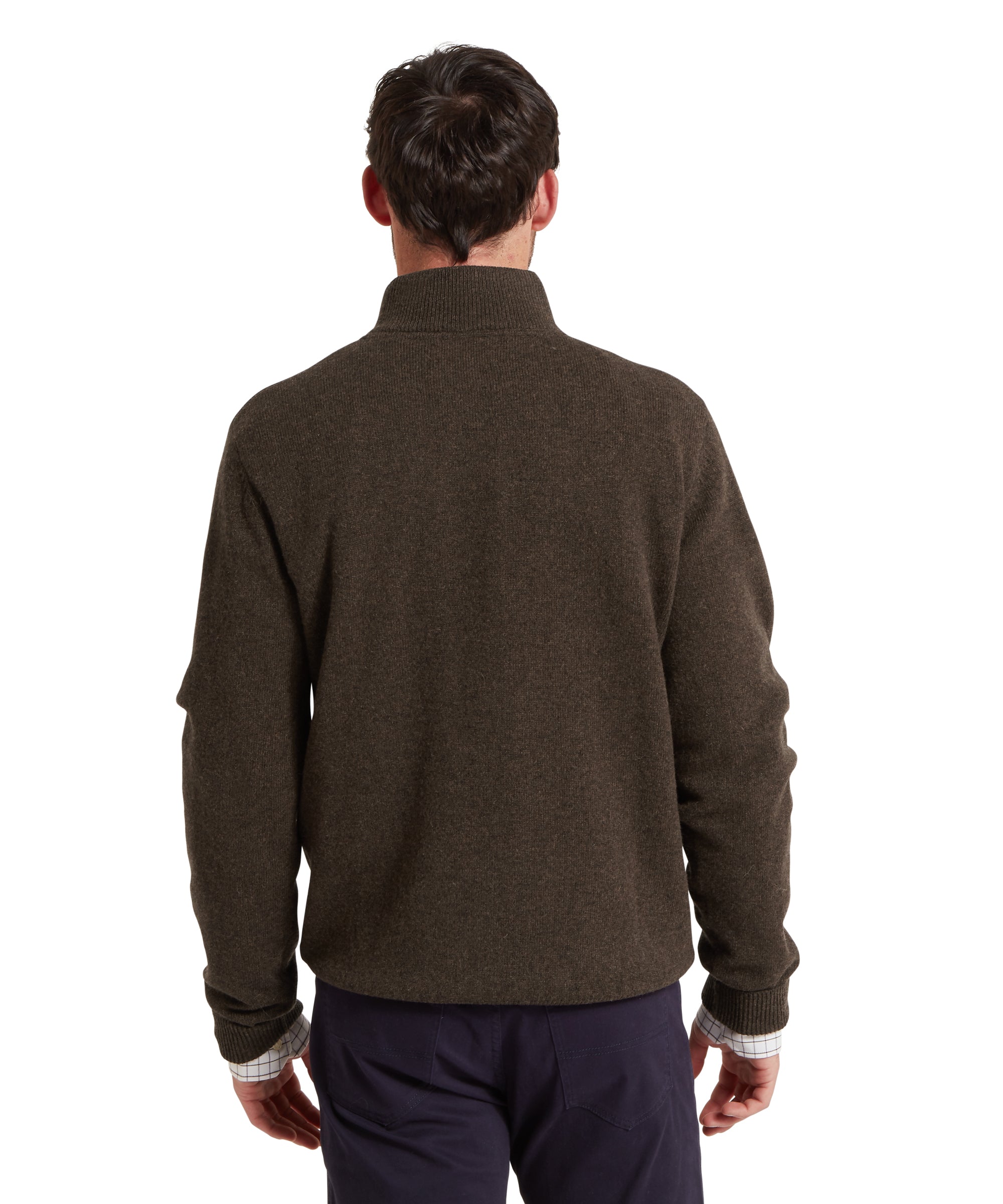 Lewis Lambswool Quarter Zip Jumper - Chocolate