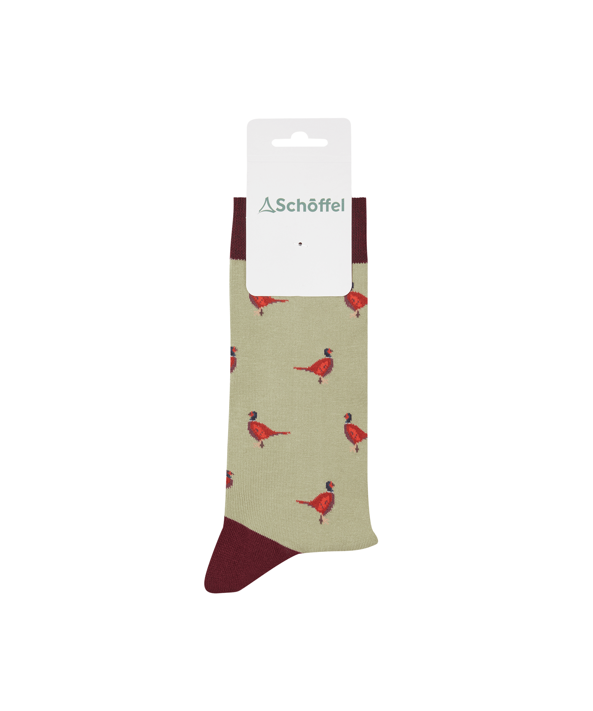 Schöffel Men S Single Cotton Sock for men in Green, cutout image, cuff by Schöffel woodland pheasant