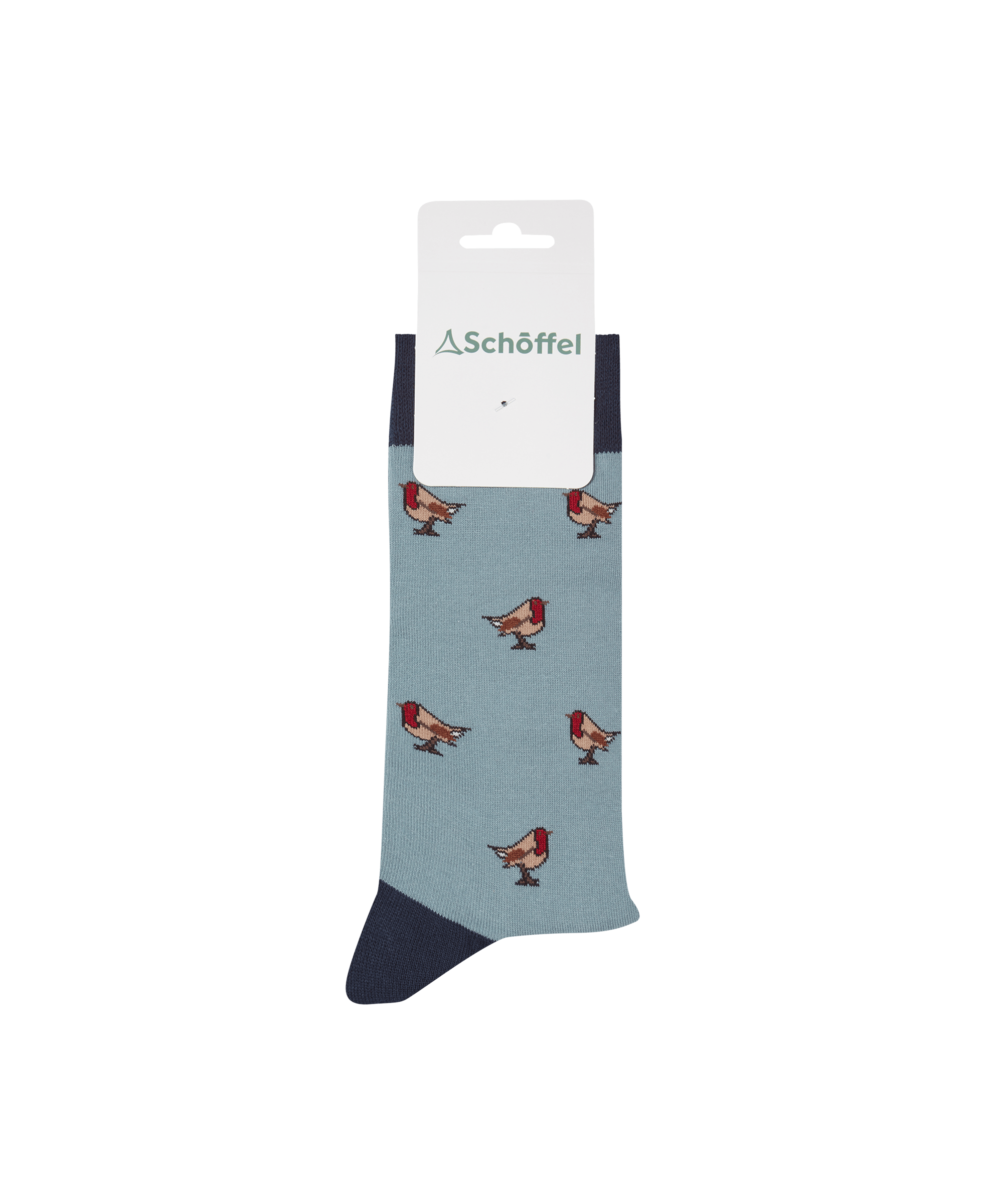 Schöffel Men S Single Cotton Sock for men in Blue, cutout image, brown robin pattern