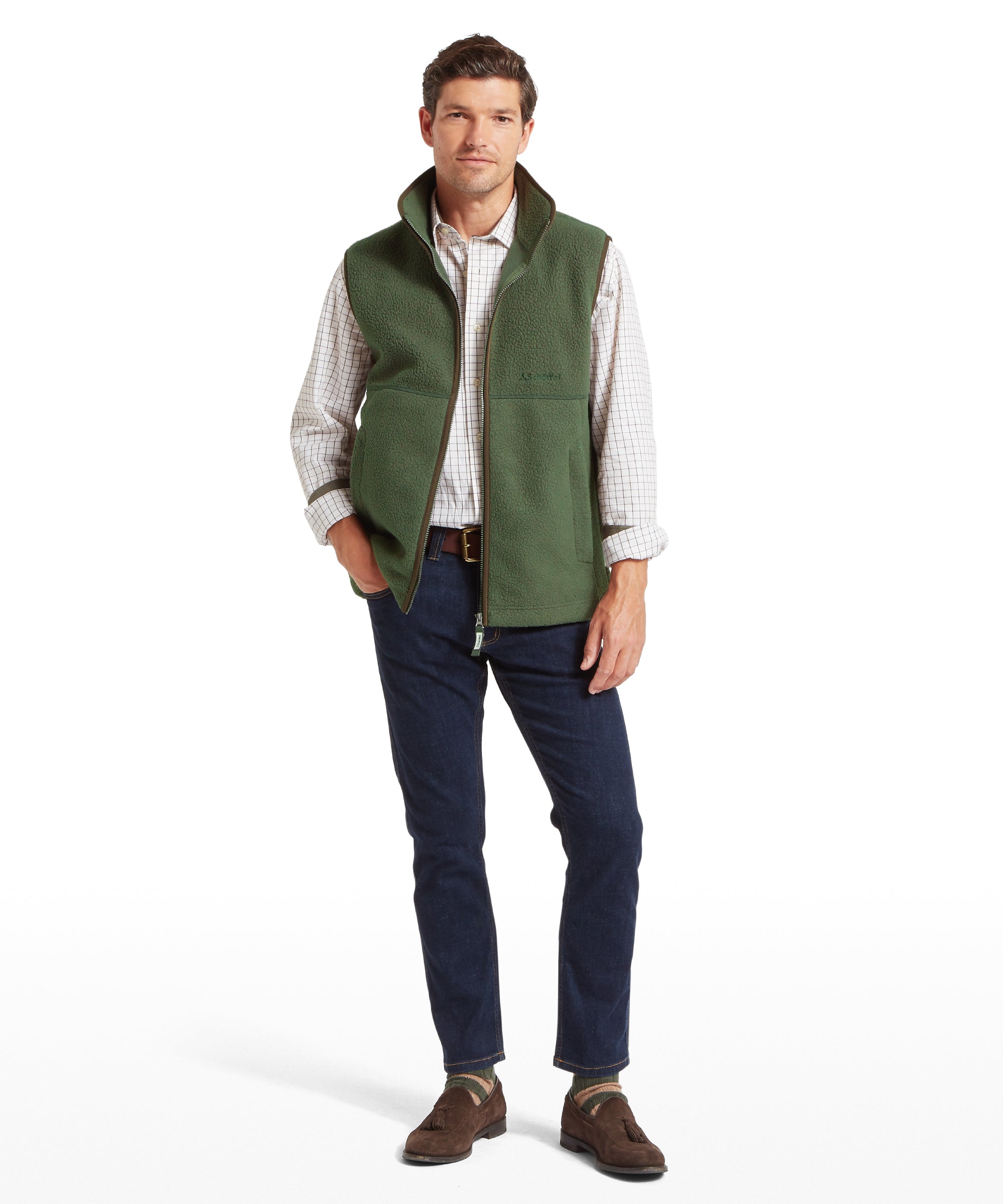 Oakham Retro Fleece Gilet - Woodland
