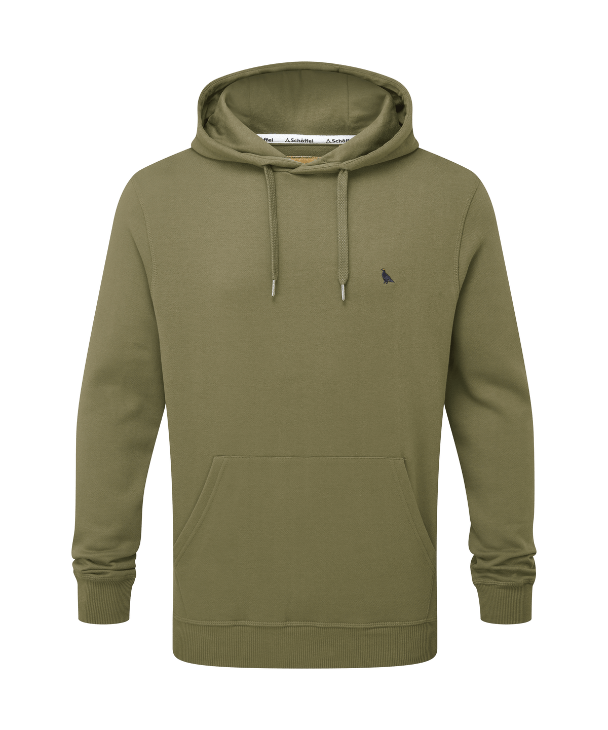 Olive green schott nyc pentire heritage hoodie with embroidered logo chest and matching drawstrings