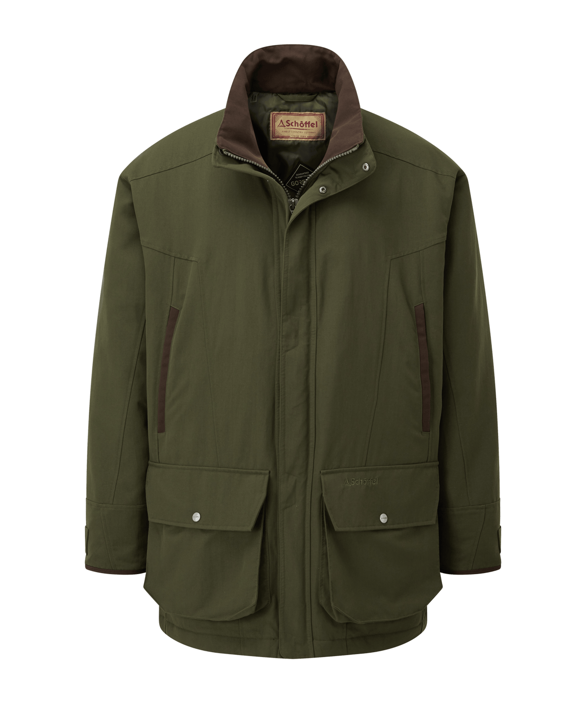 Ptarmigan classic coat hunter green olive green aschaffel field jacket with brown collar and flap