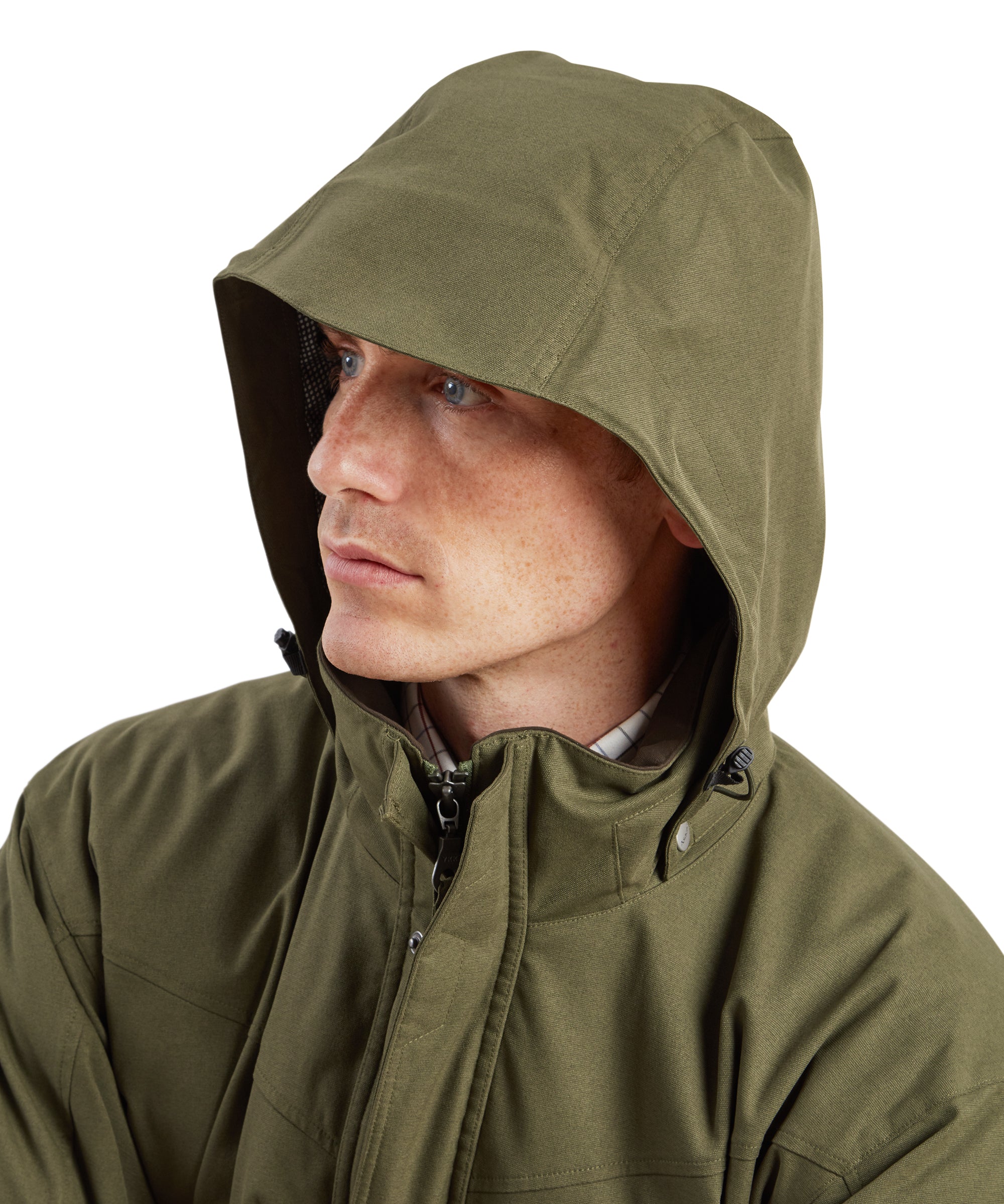 Ptarmigan Evo Coat Moss olive green hooded jacket with mesh lining