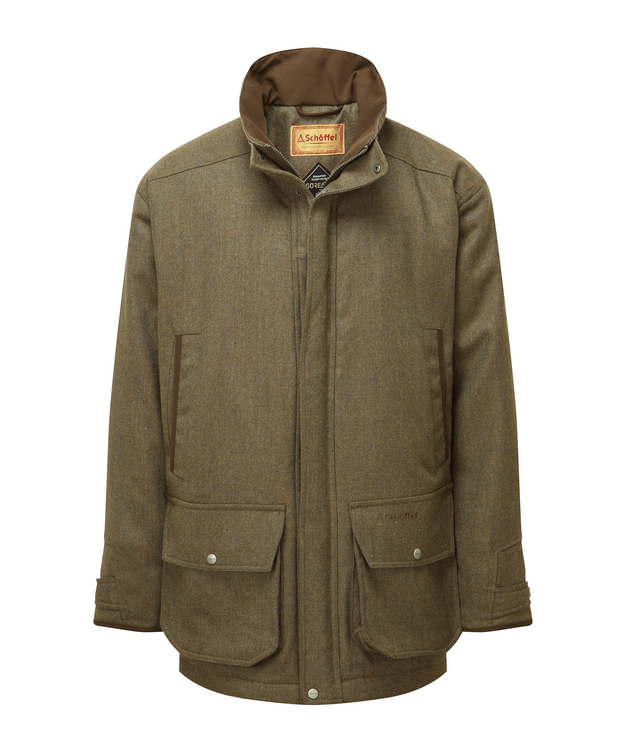 Ptarmigan Tweed Classic Coat - Loden Green Herringbone Tweed