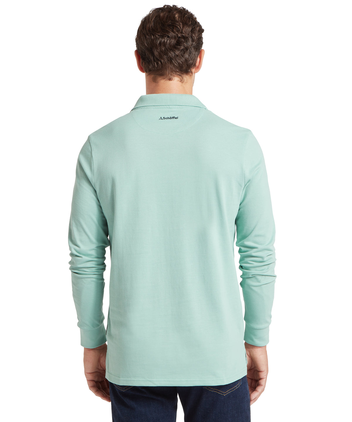 Schöffel St Ives Long Sleeve Polo Shirt for men in Blue, a small black logo at the collar