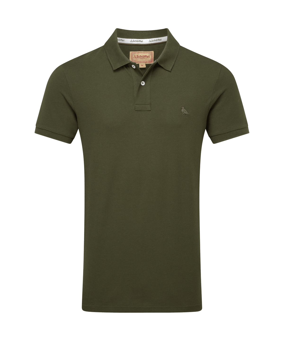 Schöffel St Ives Polo Shirt for men in Green, cutout image, embroidered bird logo on left chest