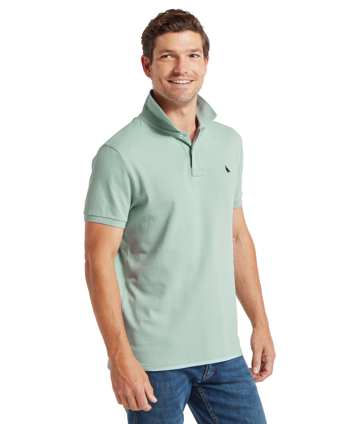 Schöffel St Ives Polo Shirt for men in Blue, a small black bird logo on the chest