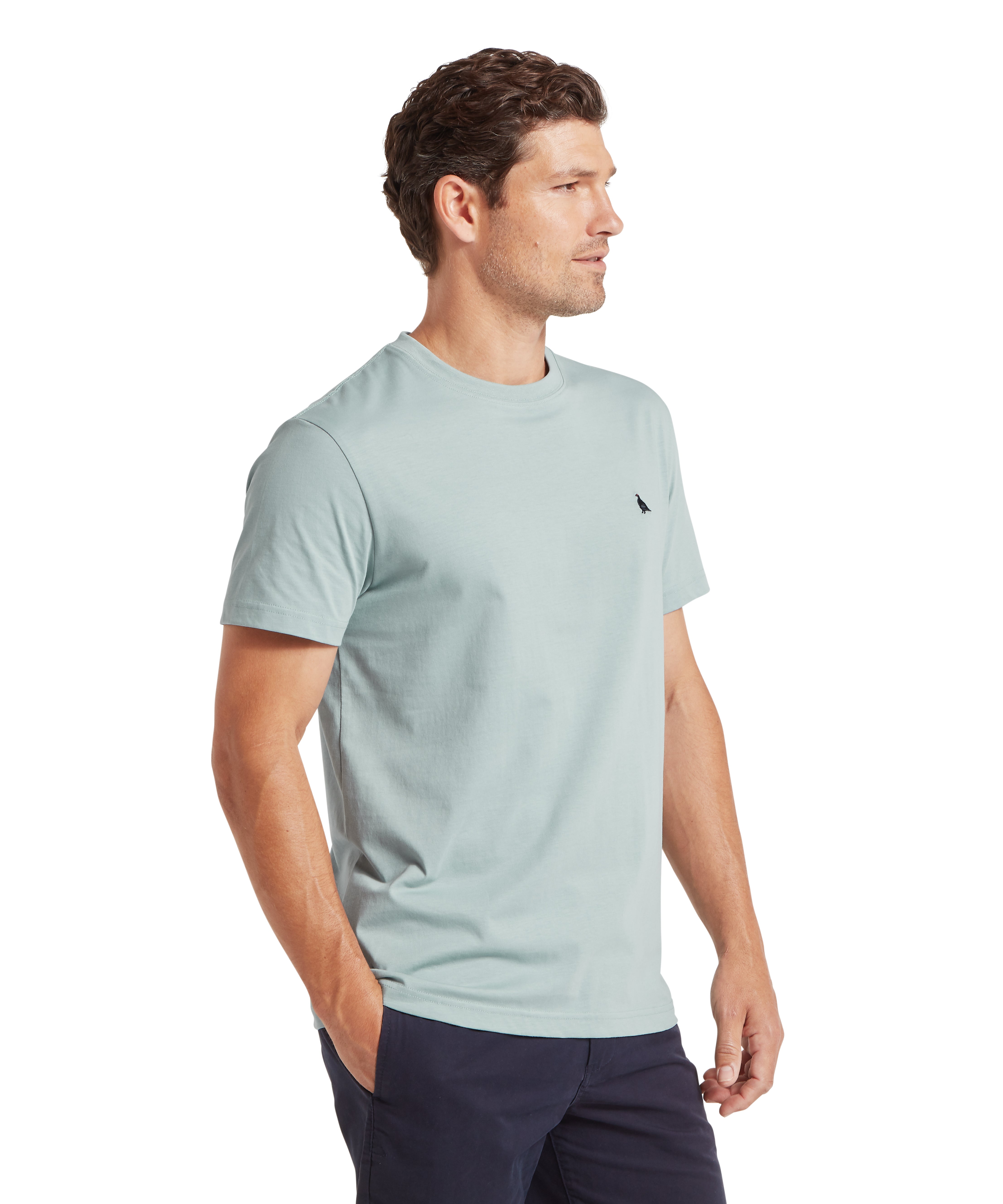 Schöffel Talland T Shirt for men in Blue, small black embroidered logo on left chest