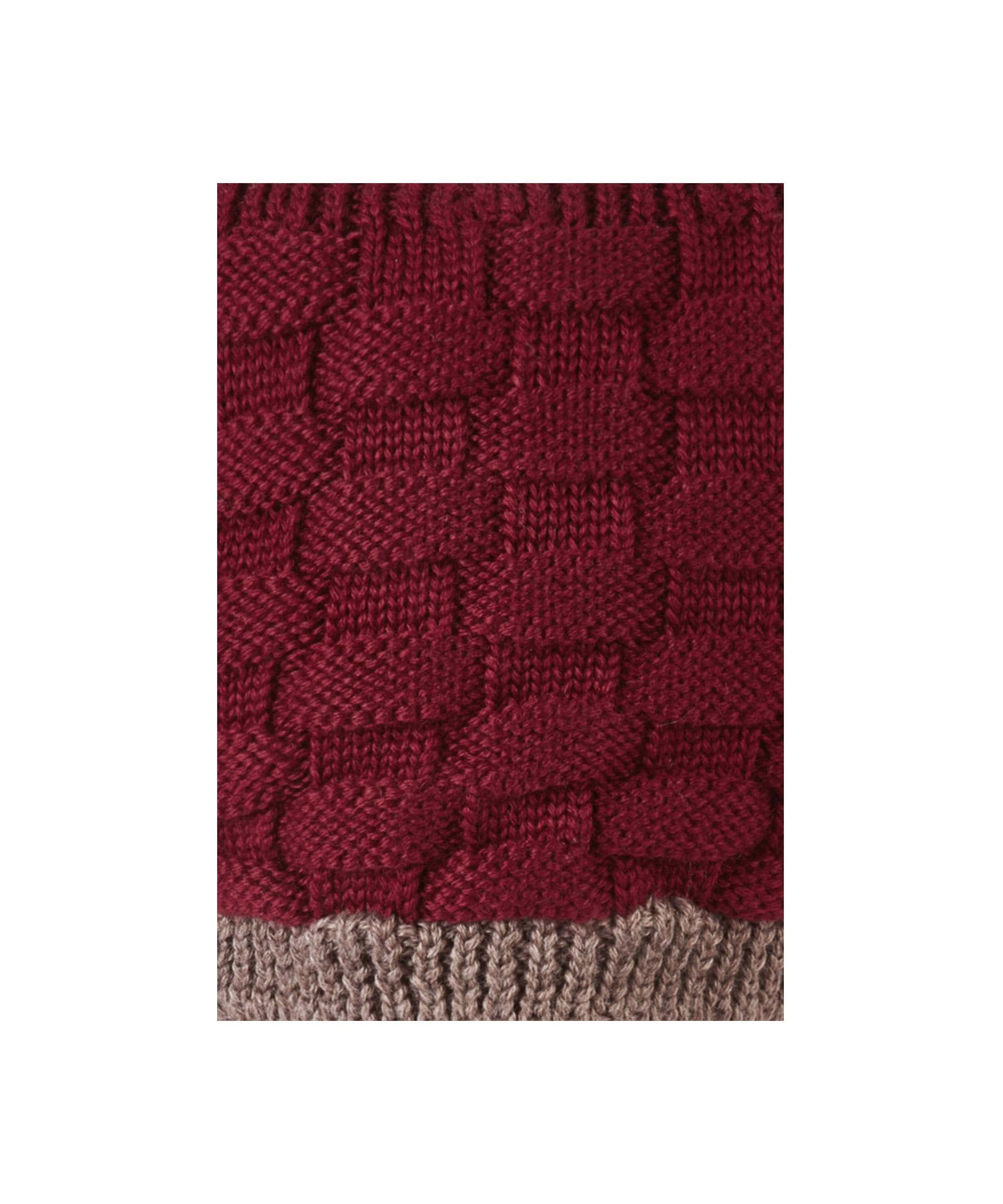 Schöffel Men's Teigh Shooting Socks in Pink with basket weave knit pattern and contrast stone welt close-up detail