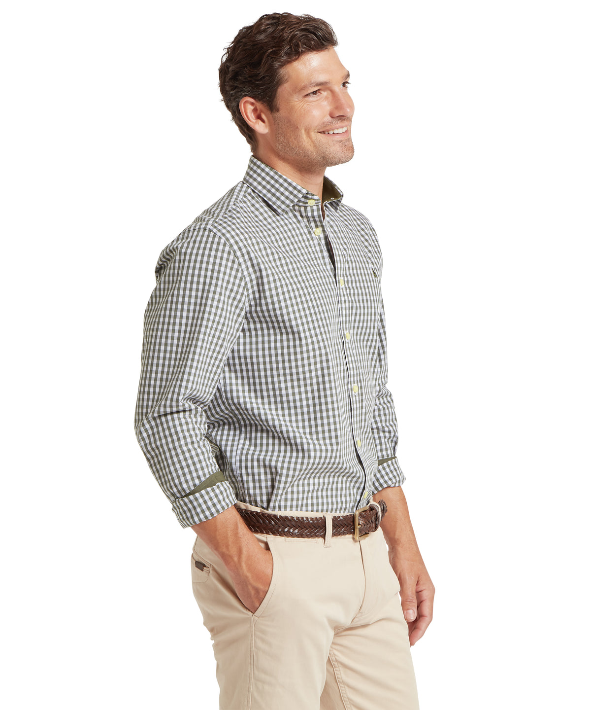 Schöffel Thorpeness Tailored Shirt for men in Green, white check pattern