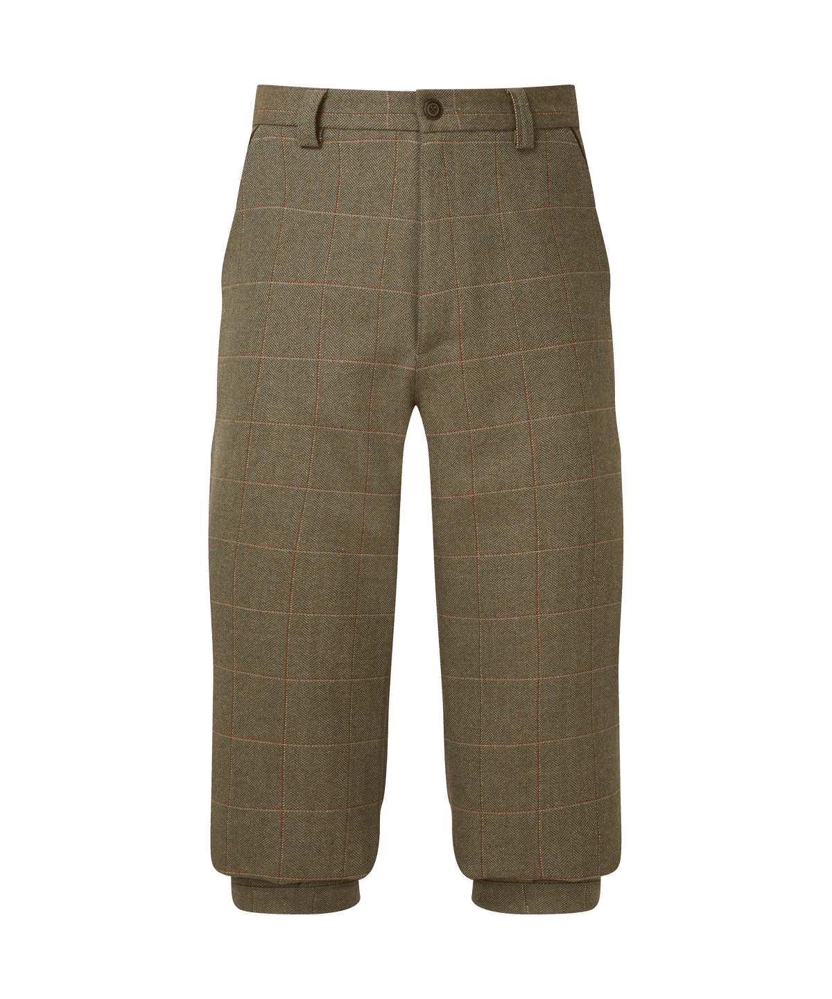 Schöffel Tweed Plus Fours for men in Green, cutout image, belt loops in lochlane tweed pattern