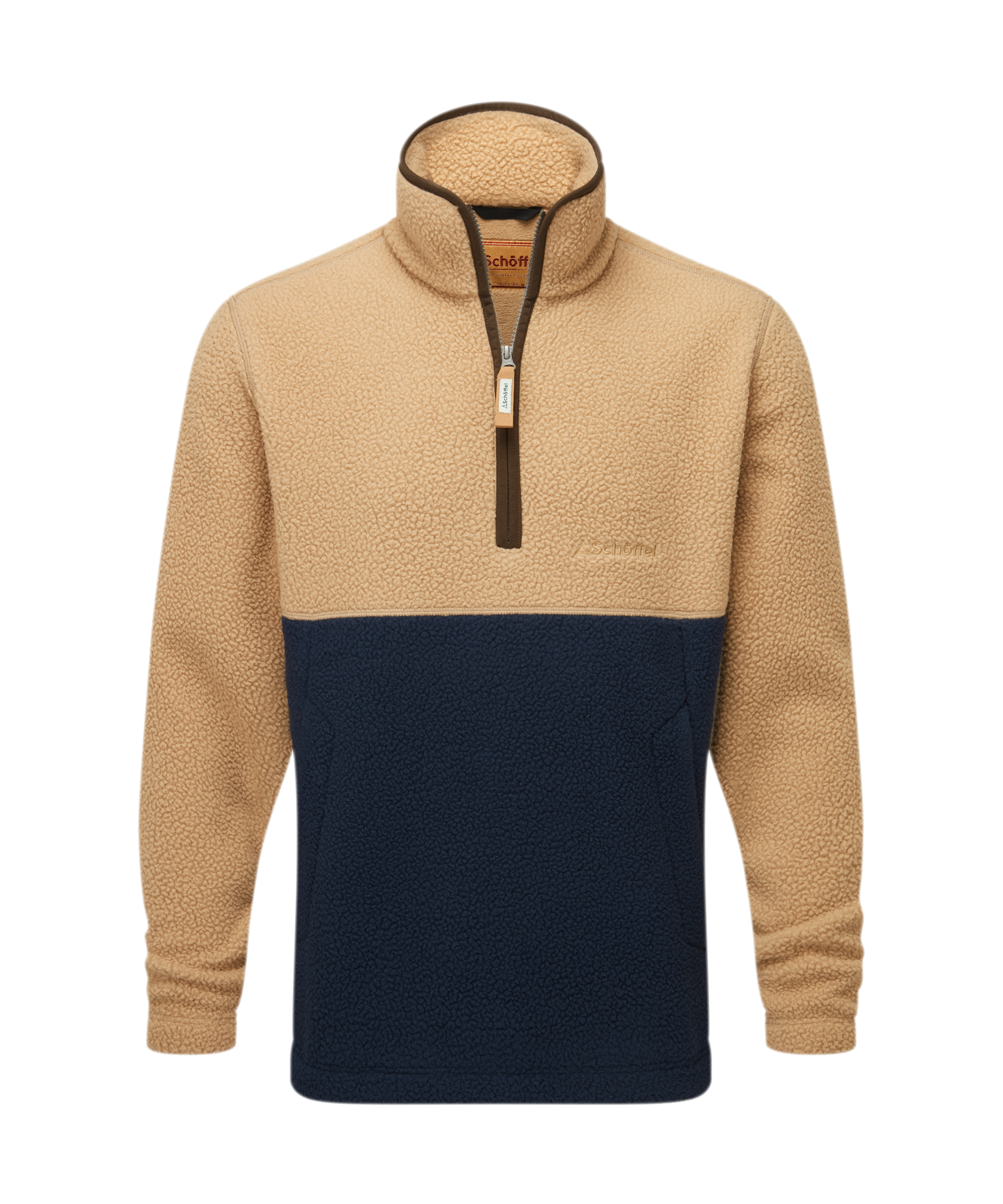 Berkeley Retro Quarter Zip Fleece - True Navy/Tan