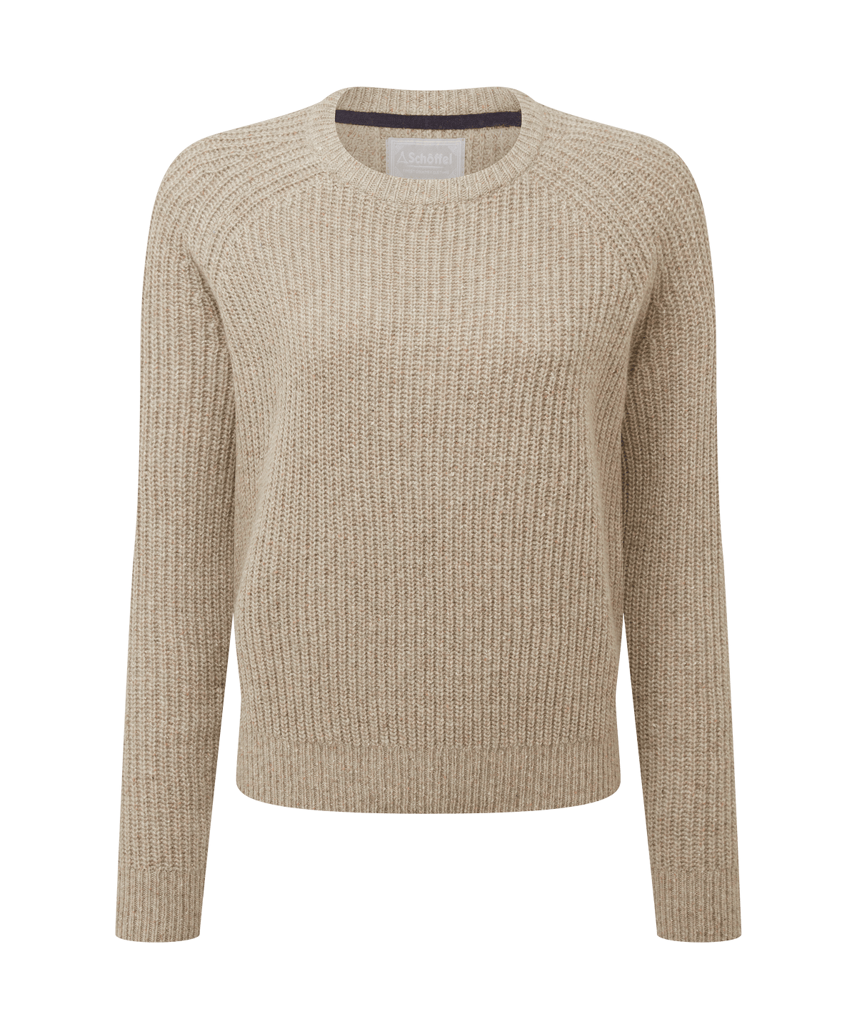 Women’s Balmaha jumper oatmeal ribbed knit sweater with crew neck and long sleeves in beige color