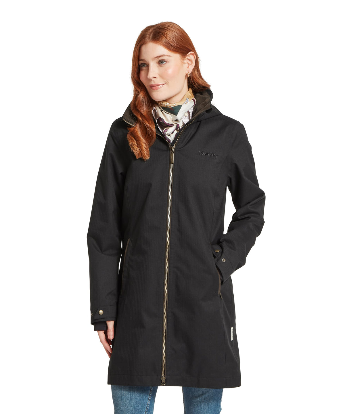 Schöffel Allexton Wp Coat for women in Grey, subtle chest logo designed for rainy weather protection
