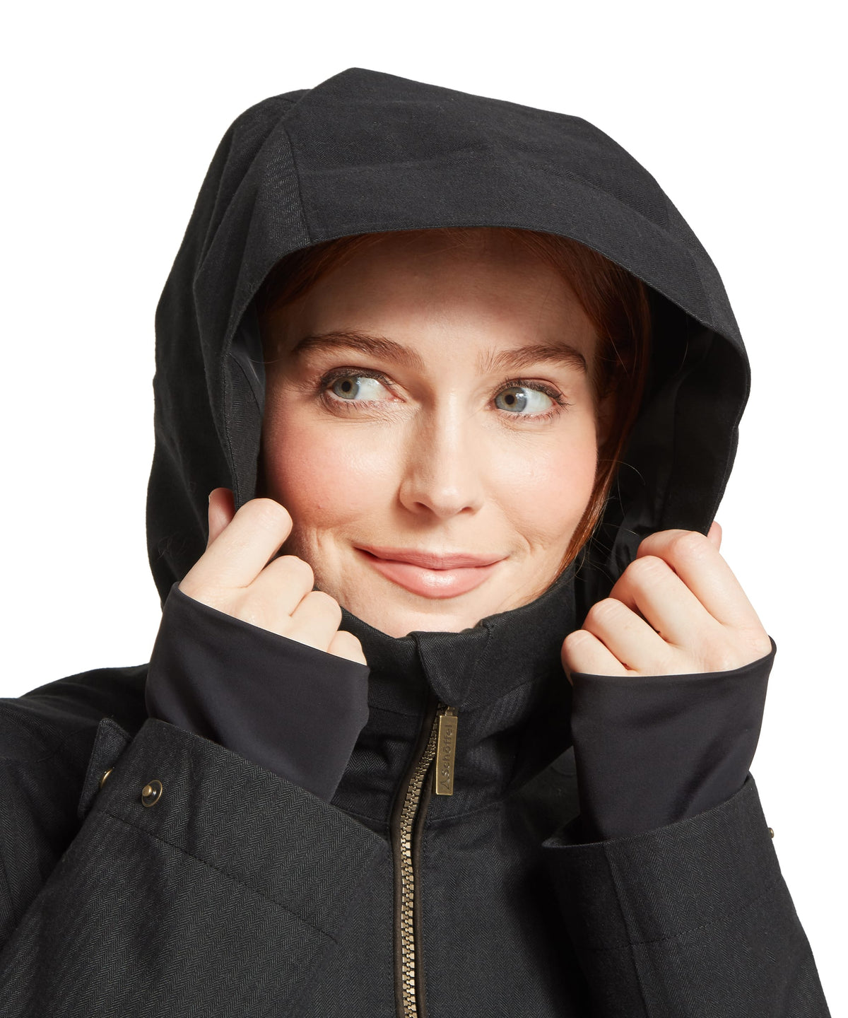 Schöffel's Allexton Wp Coat in Grey, on model, textured fabric front view
