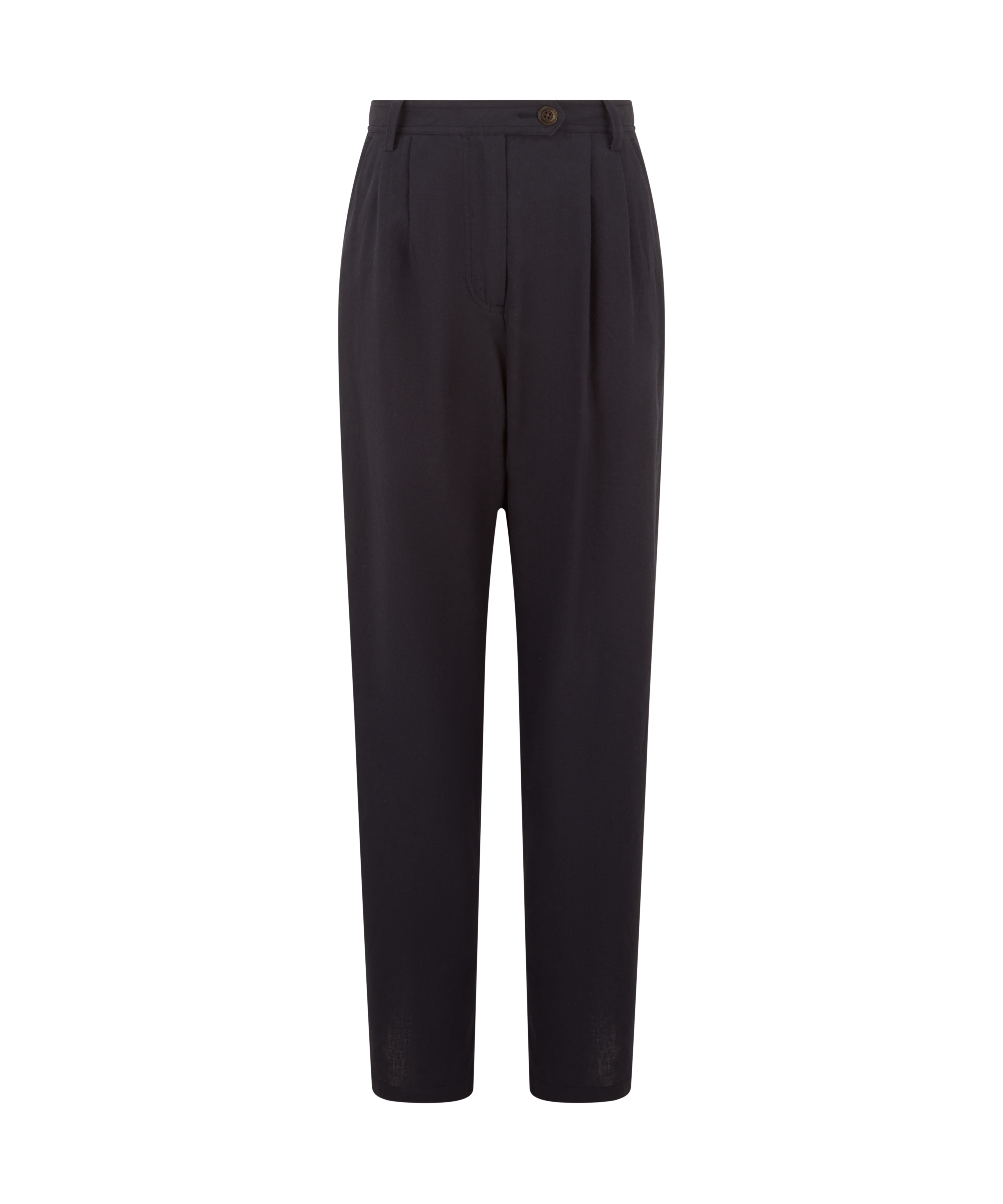 Navy trousers on a white background