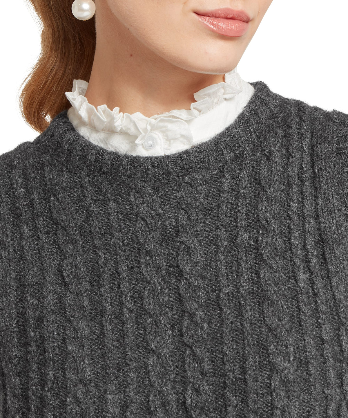 Schöffel Evie Sleeveless Jumper for women in Grey, a white ruffled collar