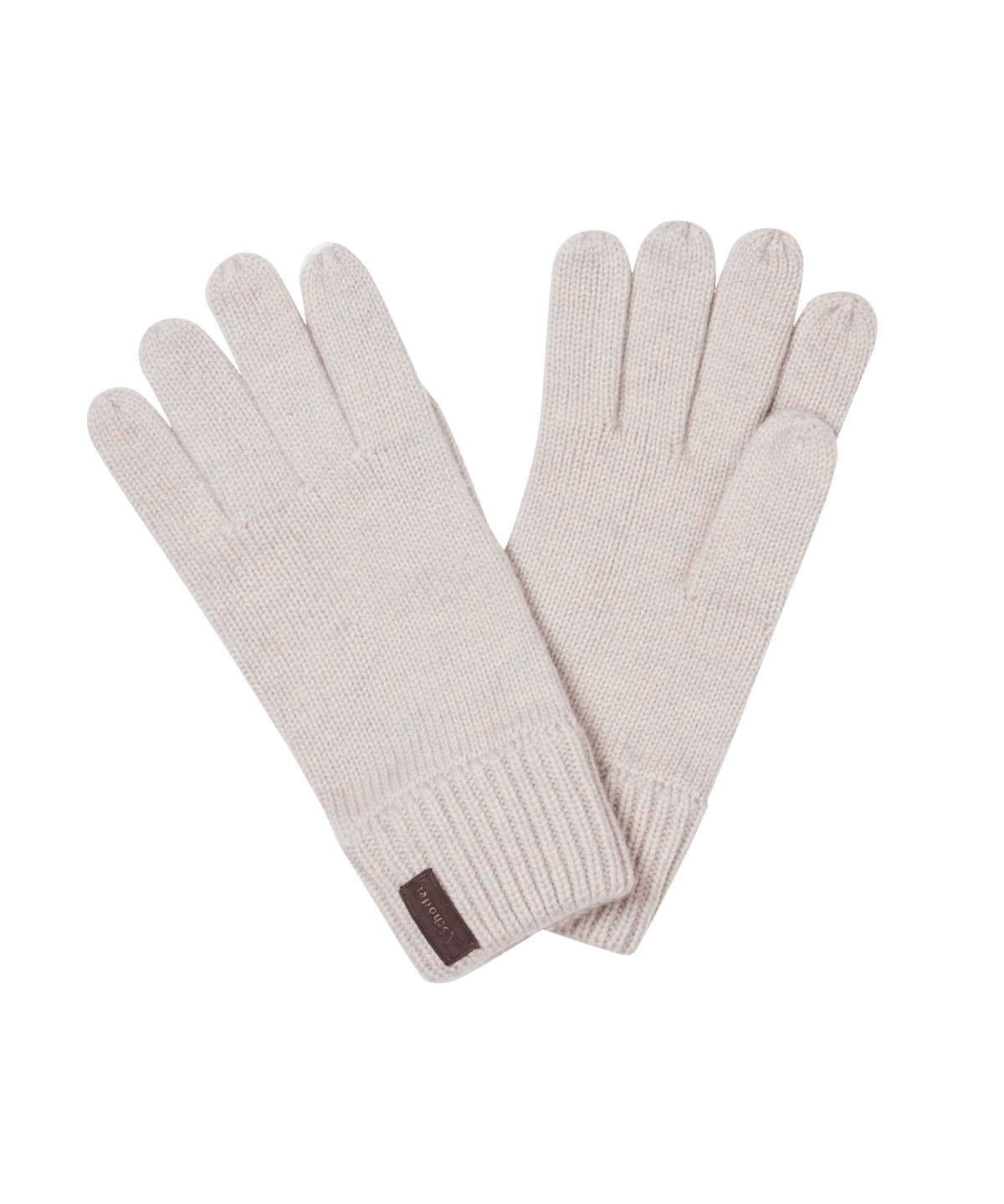 Schöffel Hayfield Gloves for women in Oat, cutout image, a ribbed cuff with leather tag