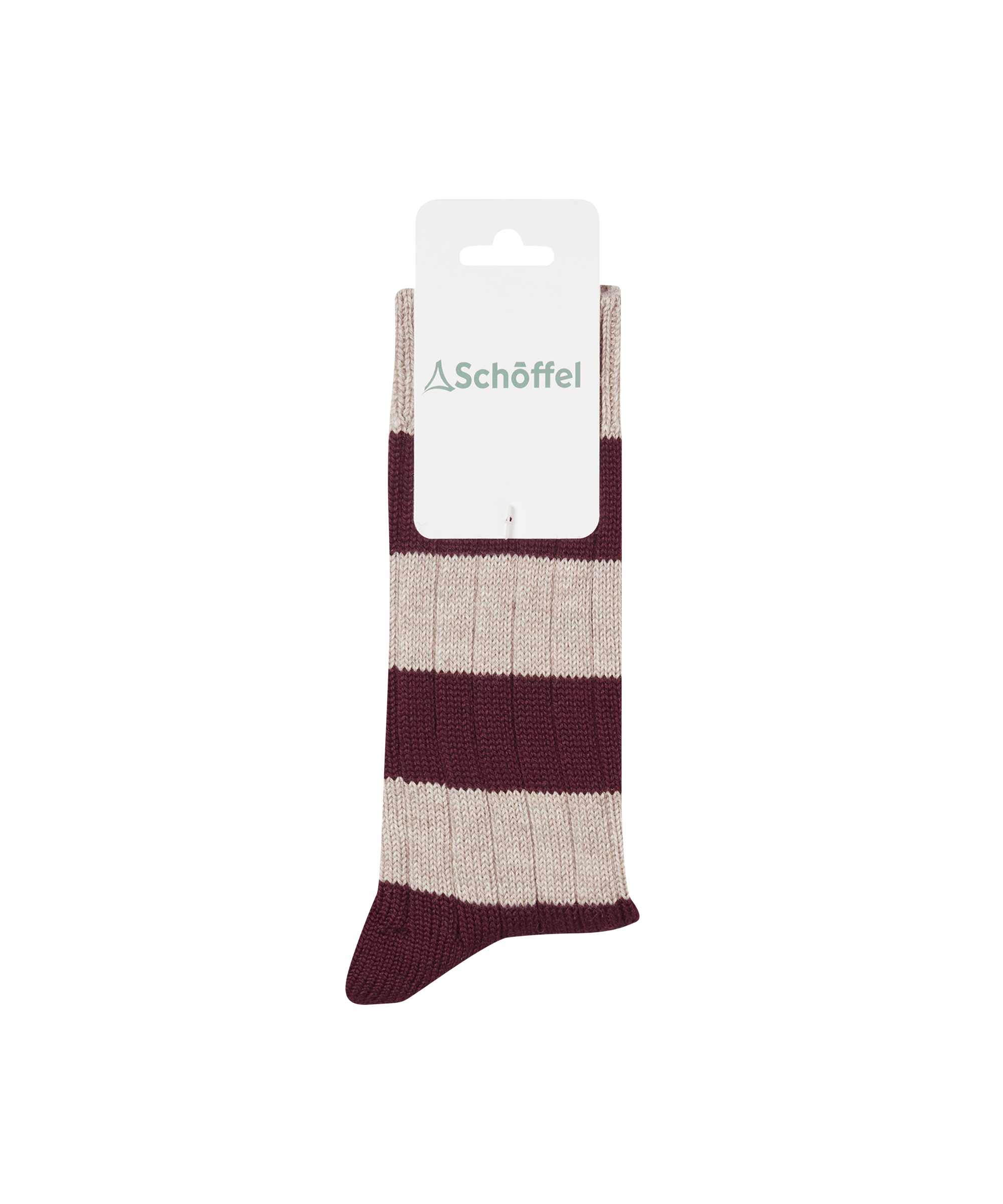 Women’s hilton rugby socks port by schöffel maroon and beige striped knit with ribbed texture