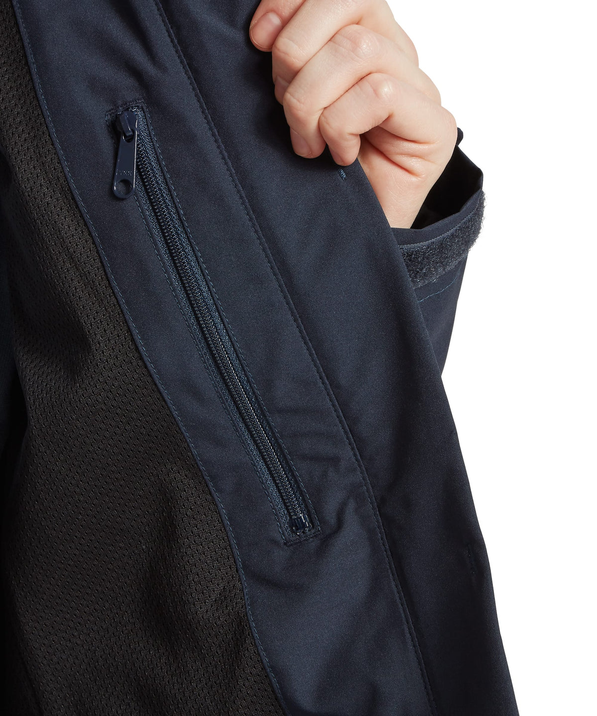 Manton lightweight jacket dark navy with waterproof fabric zippered pocket and breathable mesh