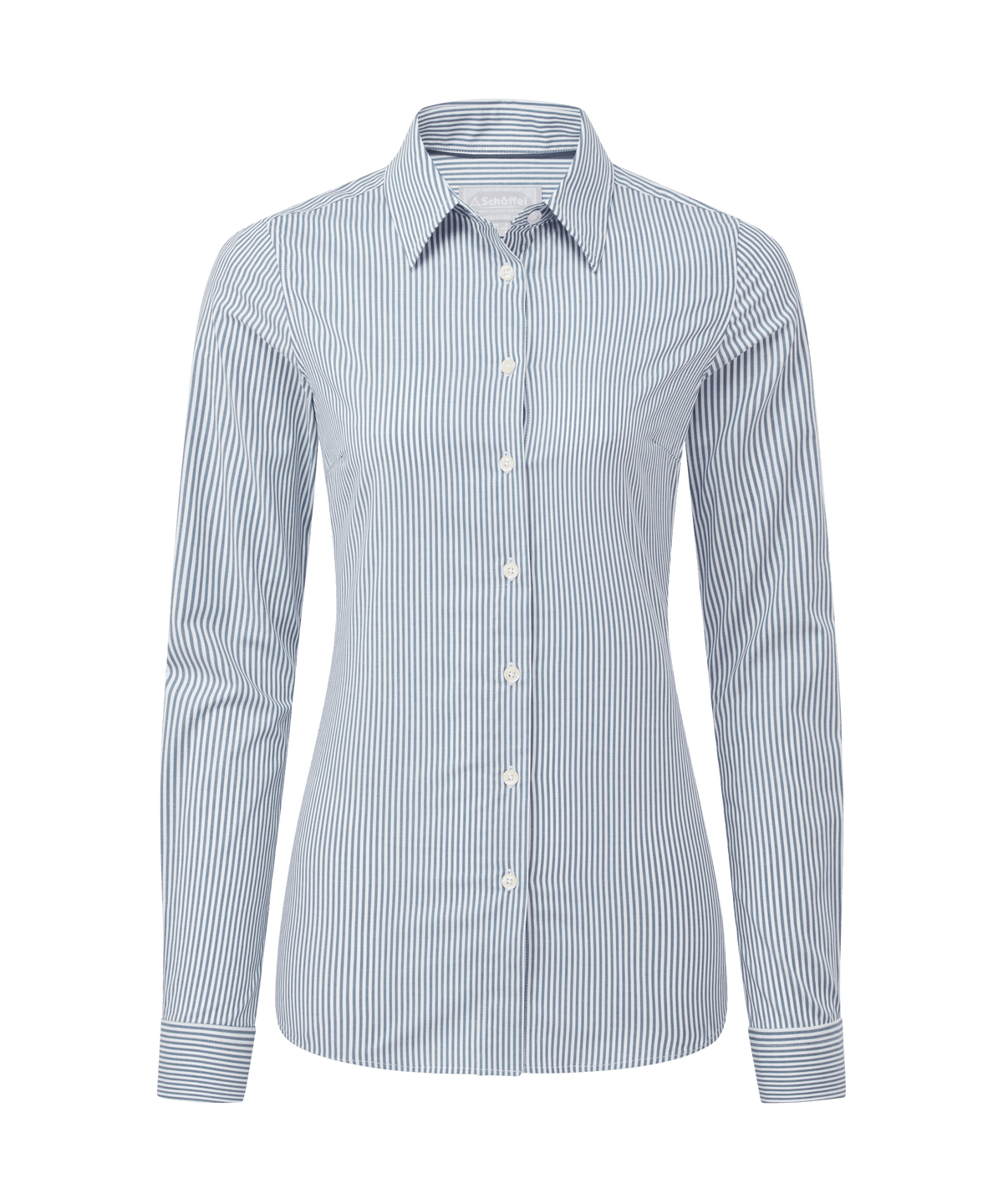 Norfolk Shirt Force Blue Stripe classic womens long-sleeved button-down shirt with tailored fit