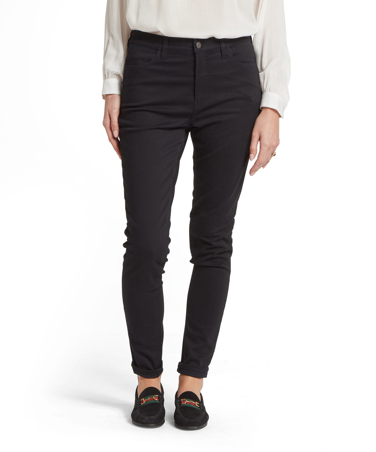 Poppy jeans black high-rise skinny jeans with sleek form-fitting silhouette and subtle stitching